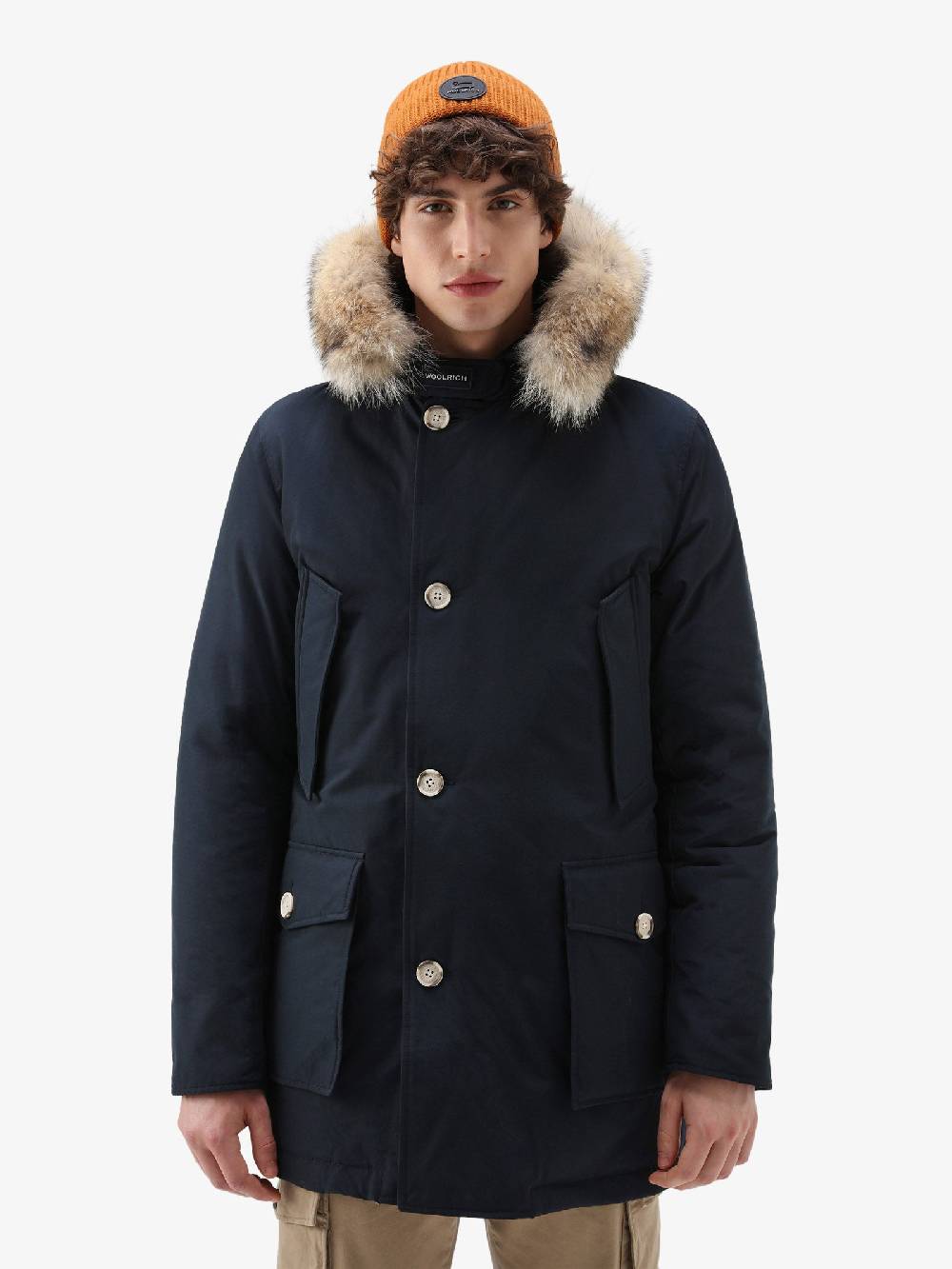 WOOLRICH Parka Arctic In Ramar Cloth Con Pelliccia Removibile Uomo Blu Scuro