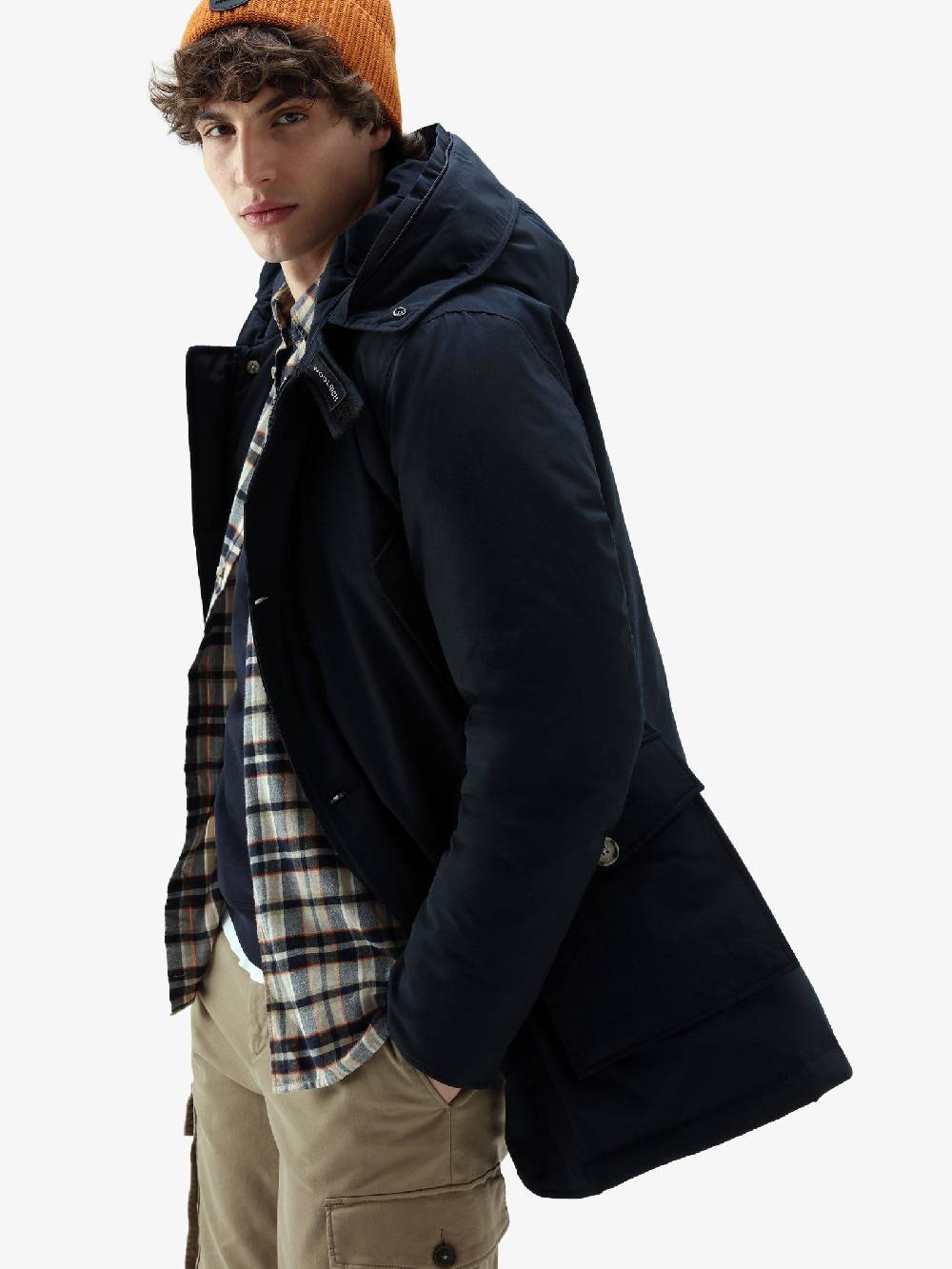 WOOLRICH Parka Arctic In Ramar Cloth Con Pelliccia Removibile Uomo Blu Scuro