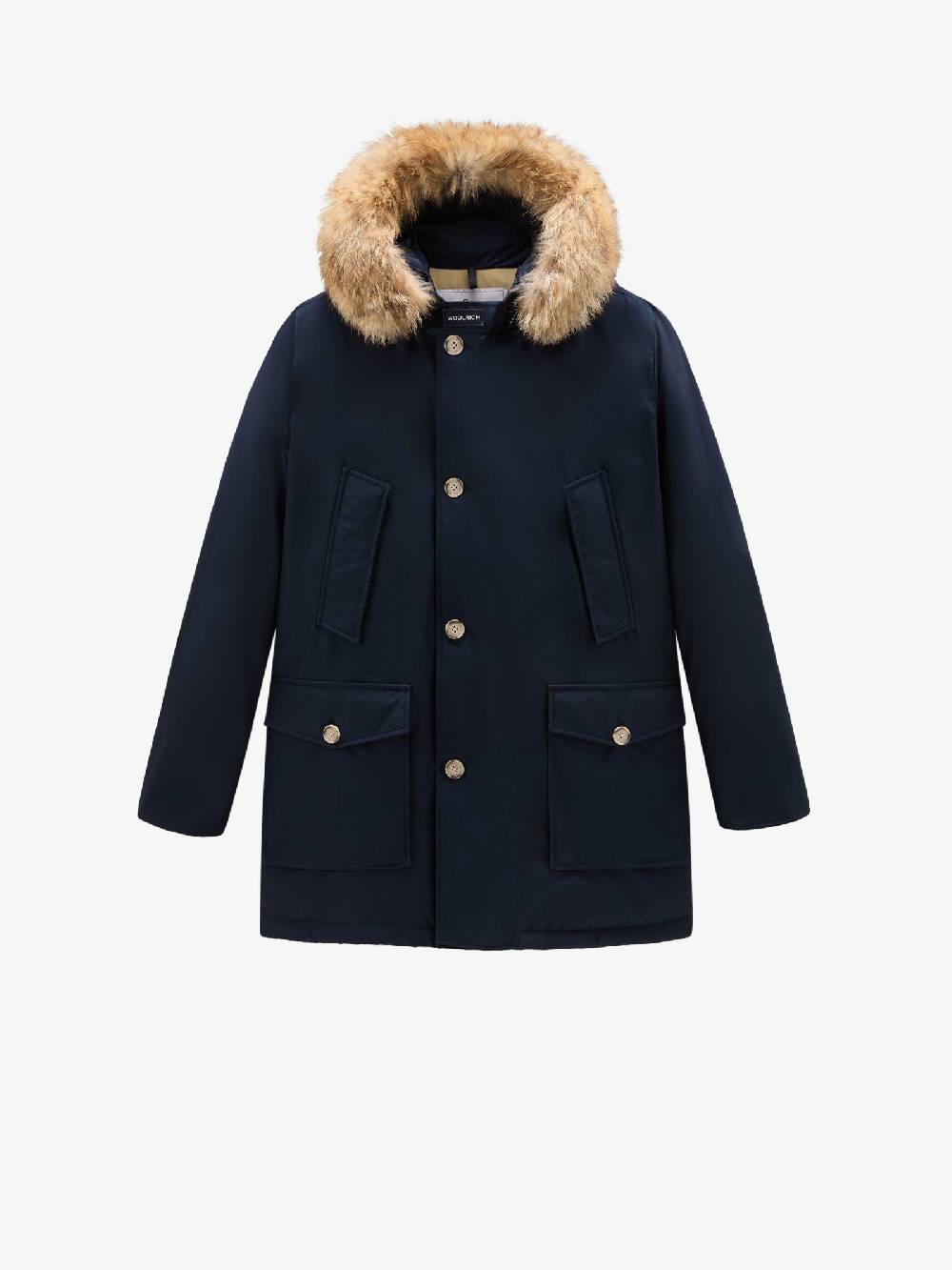 WOOLRICH Parka Arctic in ramar cloth con pelliccia removibile uomo blu scuro