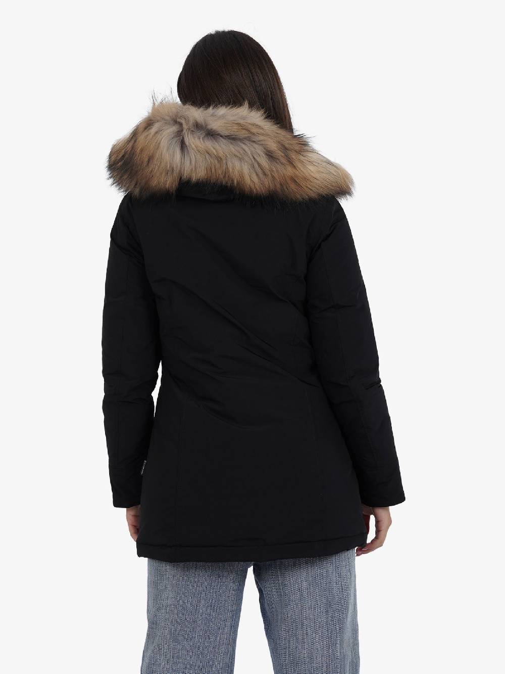 WOOLRICH Parka Luxury Arctic Raccoon Donna Nero In Urban Touch Con Pelliccia Removibile