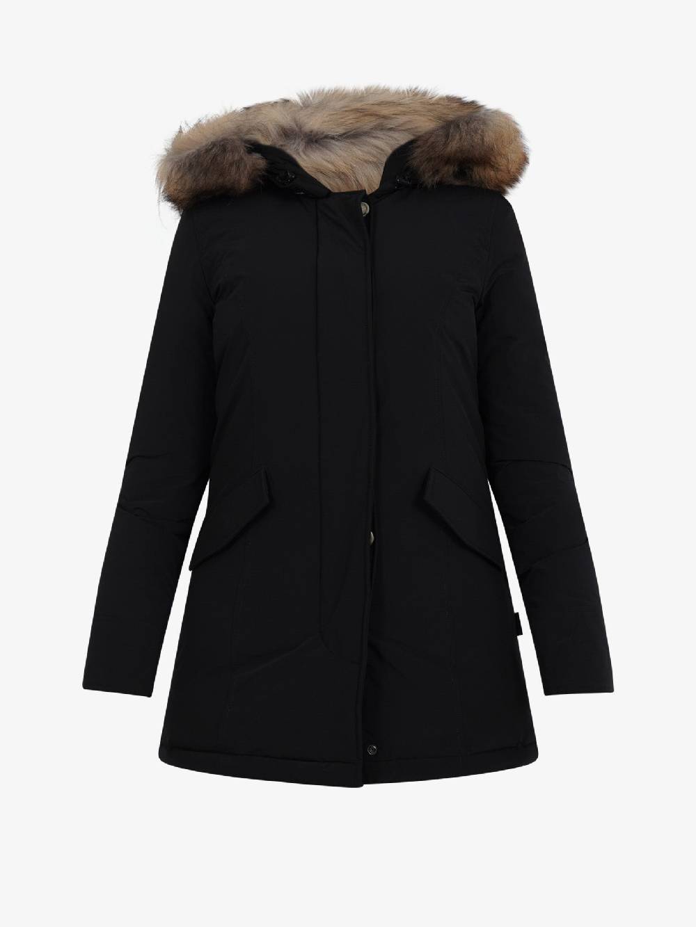 WOOLRICH Parka Luxury Arctic Raccoon donna nero in Urban Touch con pelliccia removibile
