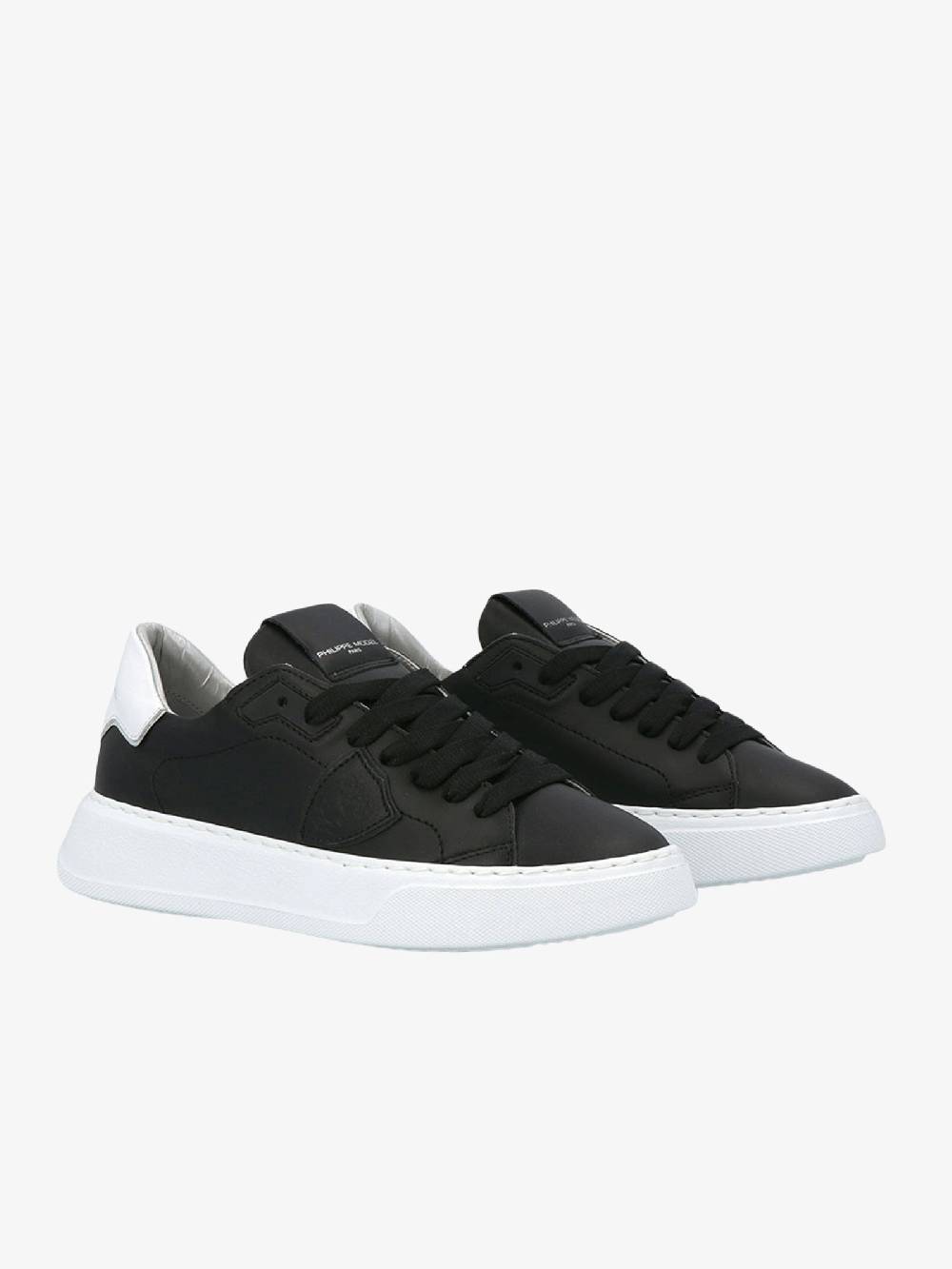 PHILIPPE MODEL Sneaker Temple Veau - Noir Blanc