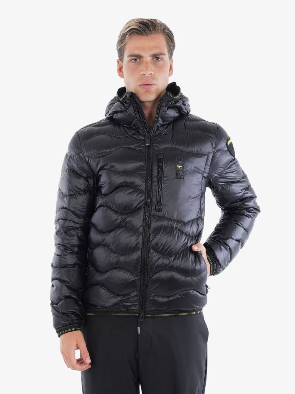 BLAUER Piumino Ondina Wave Uomo In Tessuto Tecnino Nero