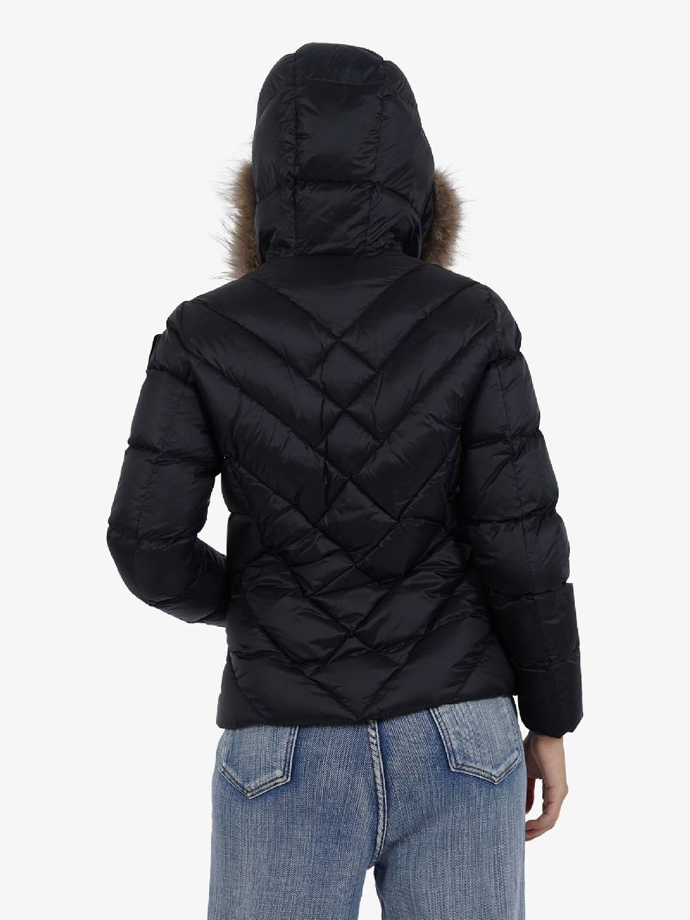 BLAUER Piumino Sfiancato Corto Alicia Donna Pelliccia Removibile Nero