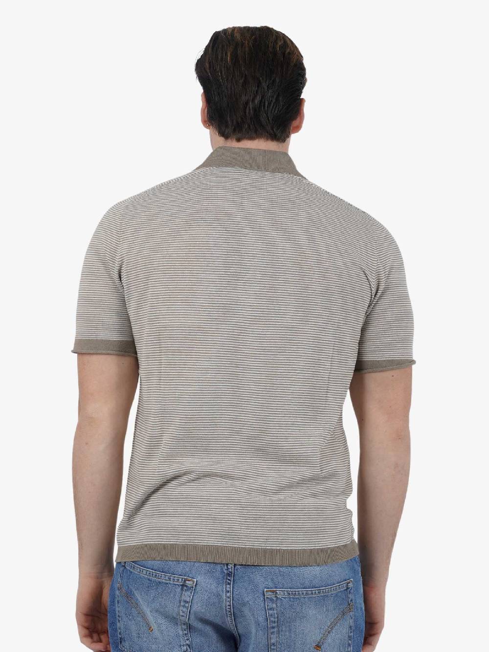 AROVESCIO Polo 3B MM Rigato F15 S24M3105 Uomo Cotone Beige