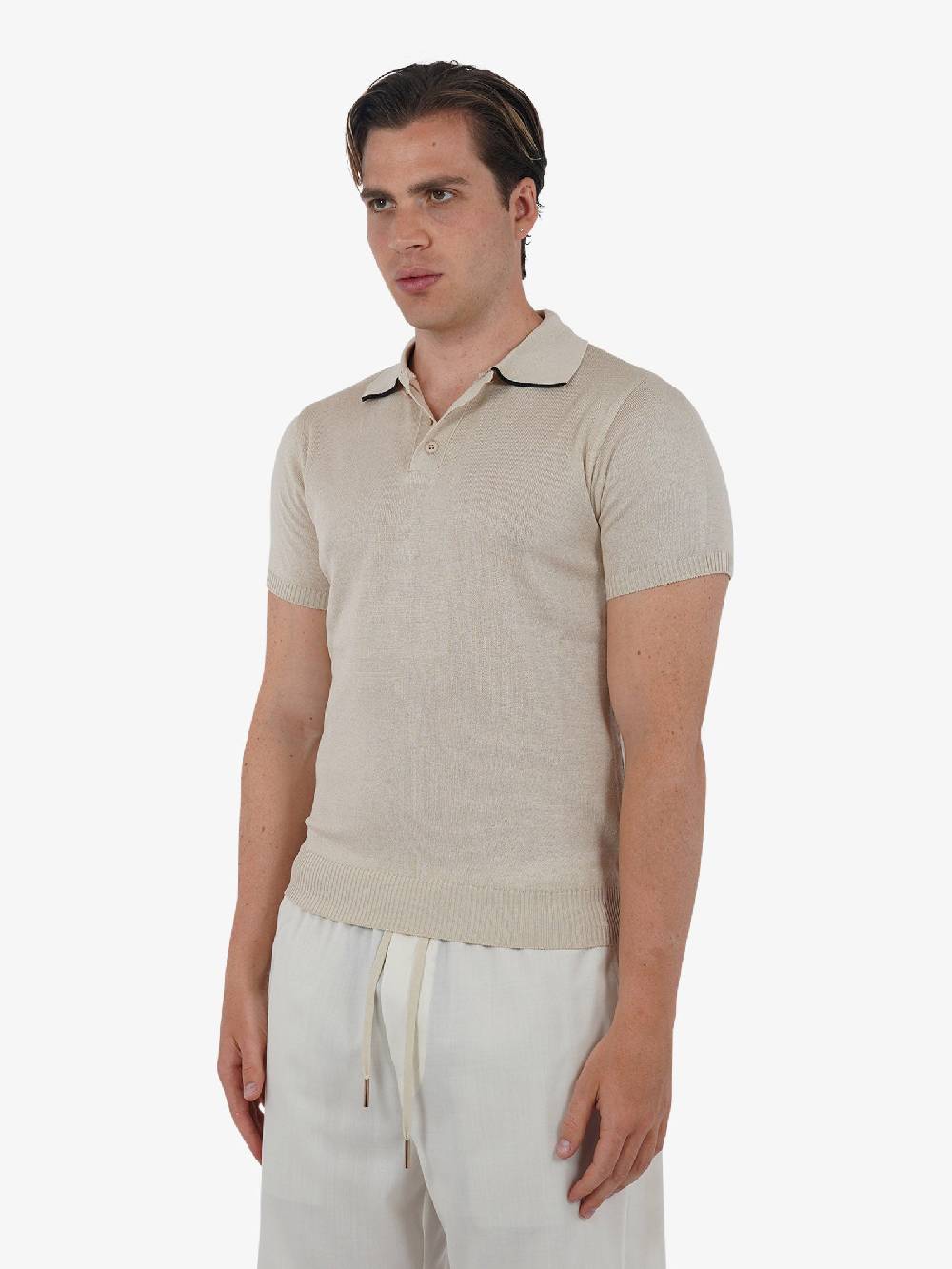 PRET A PORTER Polo A 3 Bottoni M9M2756 Uomo Cotone Beige