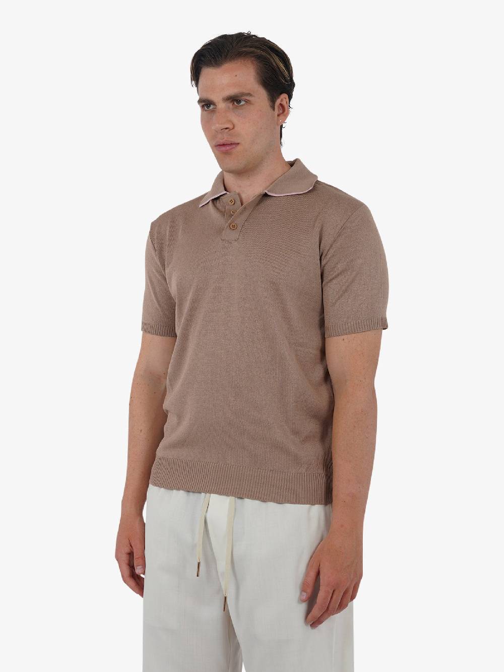 PRET A PORTER Polo A 3 Bottoni M9M2756 Uomo Cotone Marrone