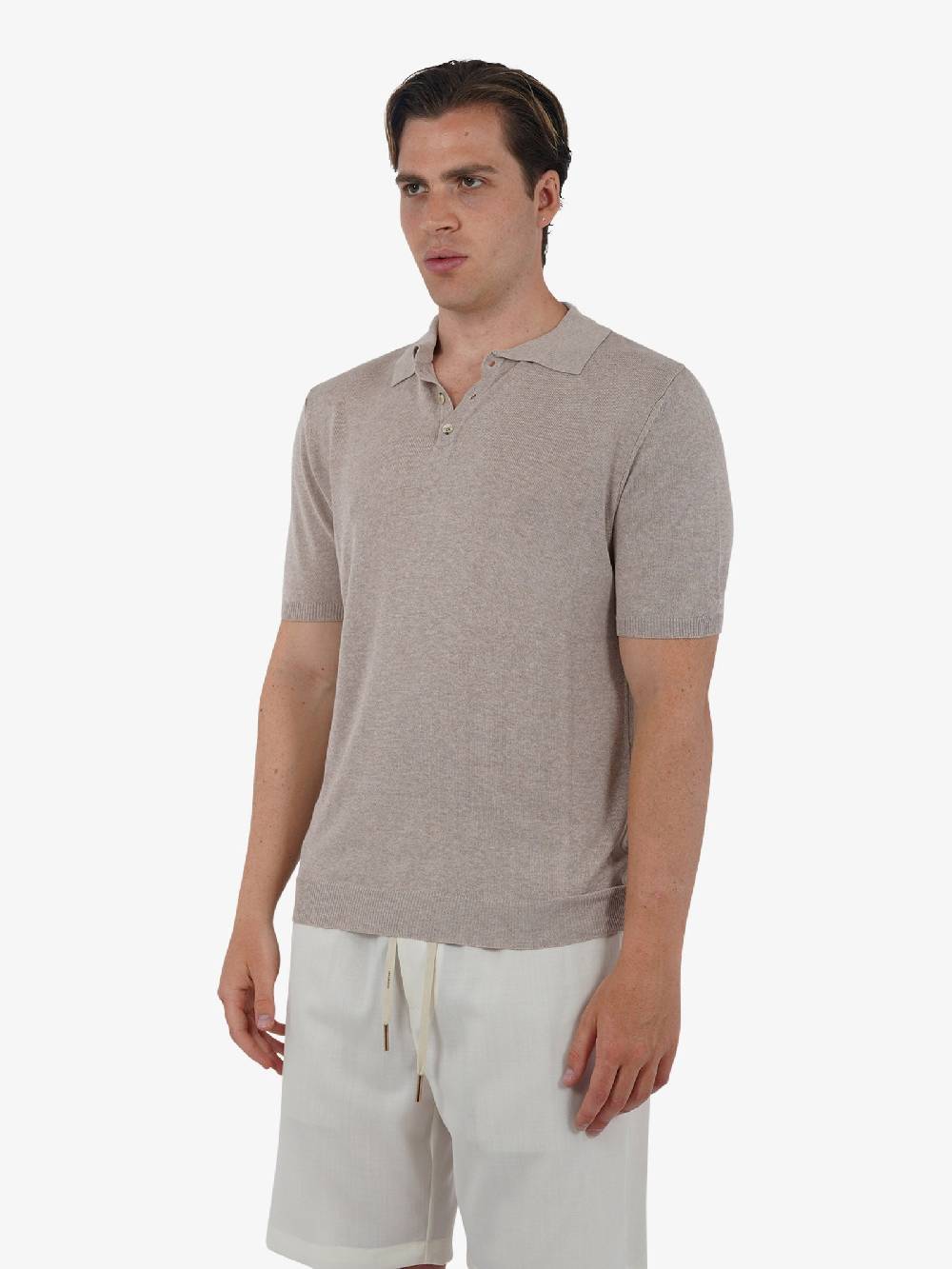 WHITE OVER Polo A 3 Bottoni PO/001 Uomo Viscosa Beige