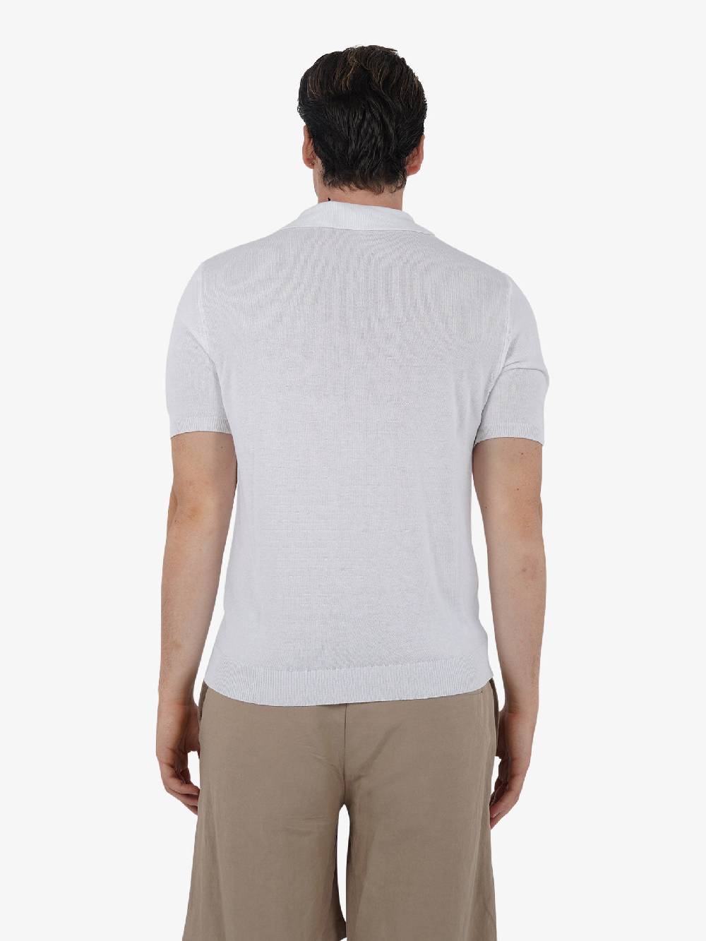 WHITE OVER Polo A 3 Bottoni PO/001 Uomo Viscosa Bianco