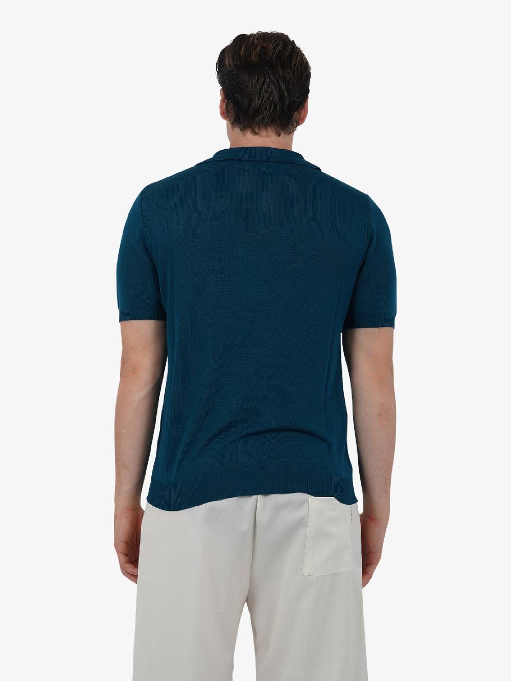 WHITE OVER Polo A 3 Bottoni PO/001 Uomo Viscosa Blu