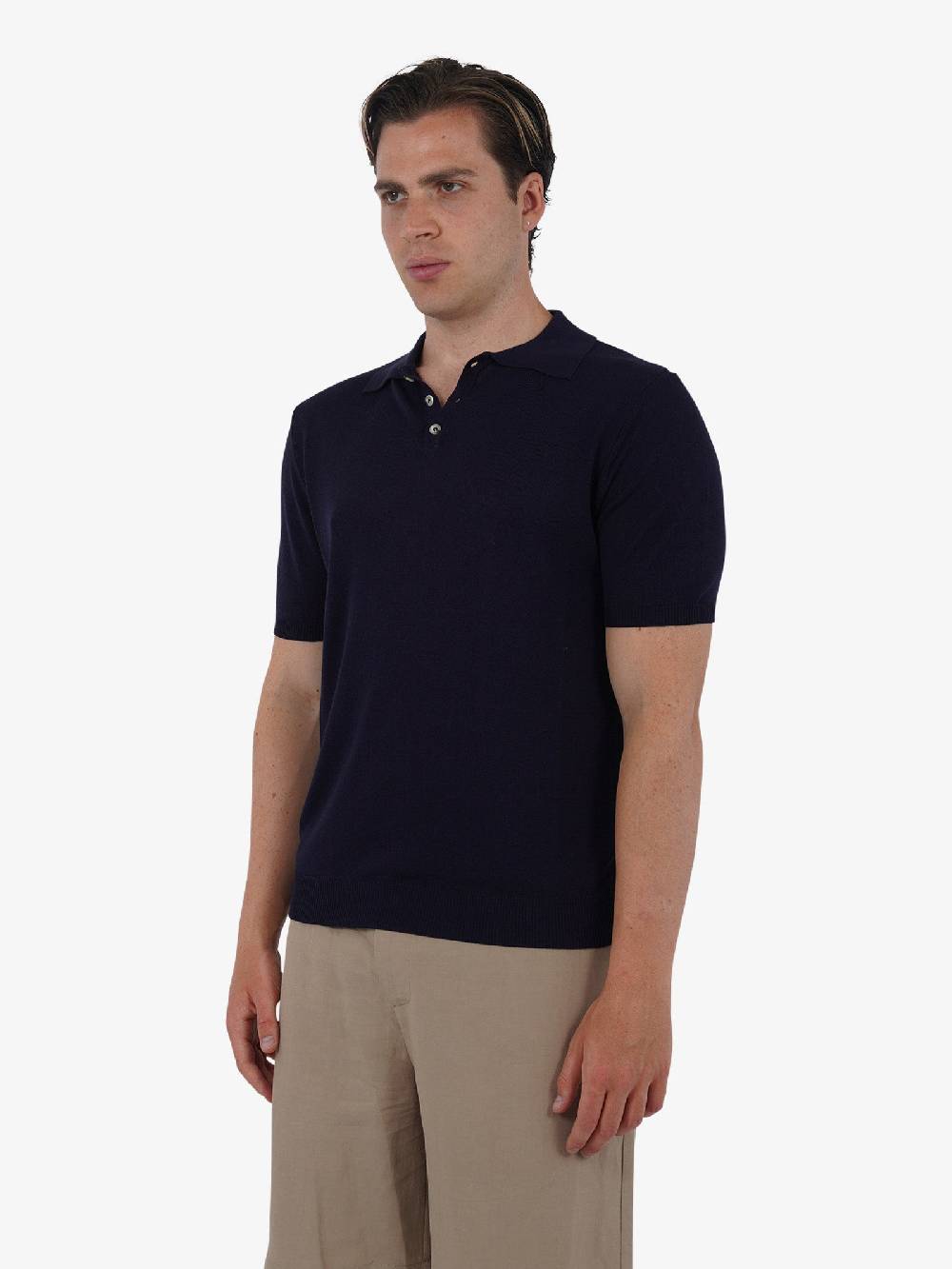 WHITE OVER Polo A 3 Bottoni PO/001 Uomo Viscosa Blu