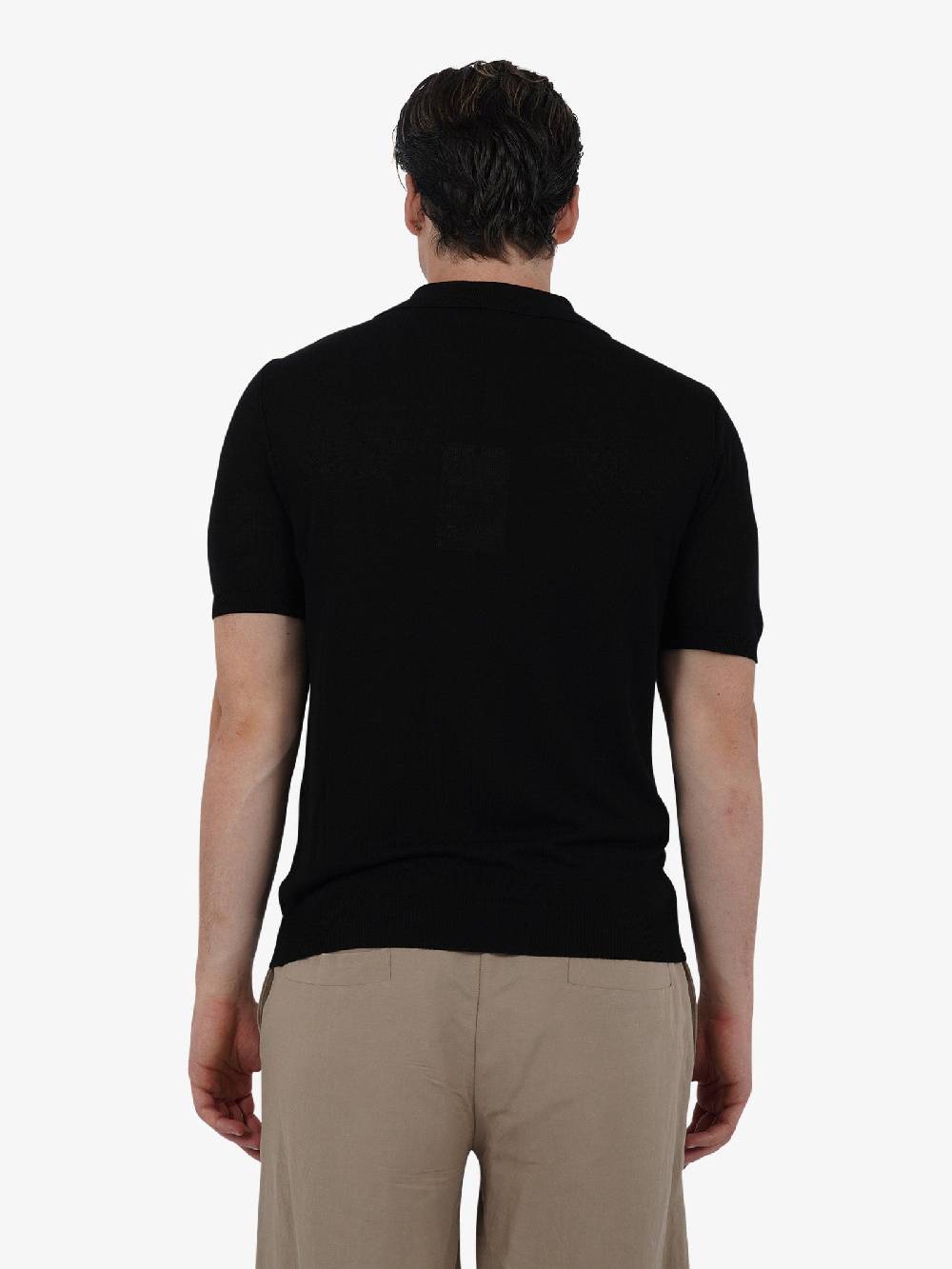 WHITE OVER Polo A 3 Bottoni PO/001 Uomo Viscosa Nero