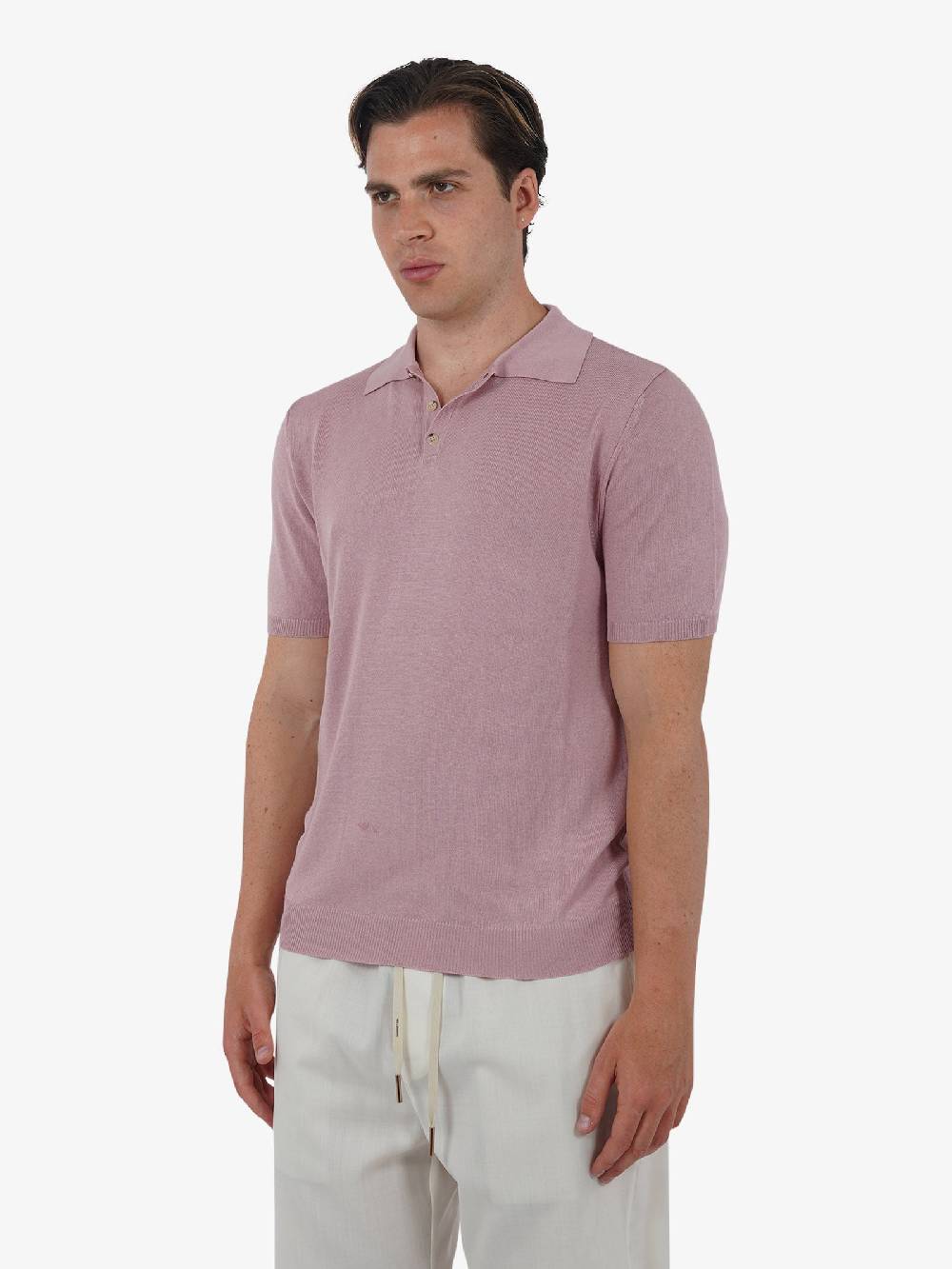WHITE OVER Polo A 3 Bottoni PO/001 Uomo Viscosa Rosa