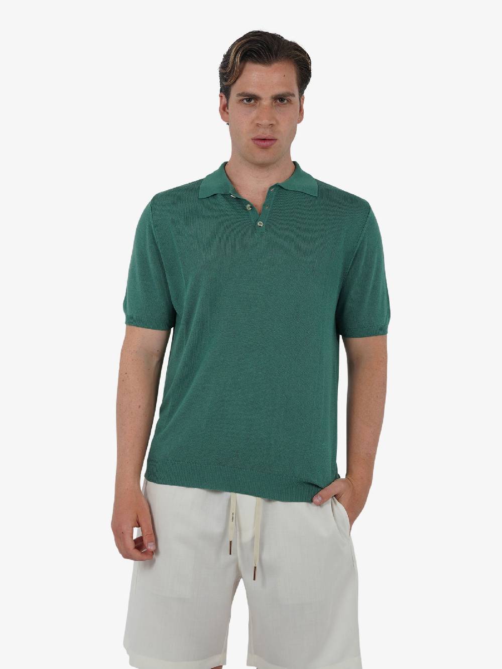 WHITE OVER Polo a 3 bottoni PO/001 uomo viscosa verde