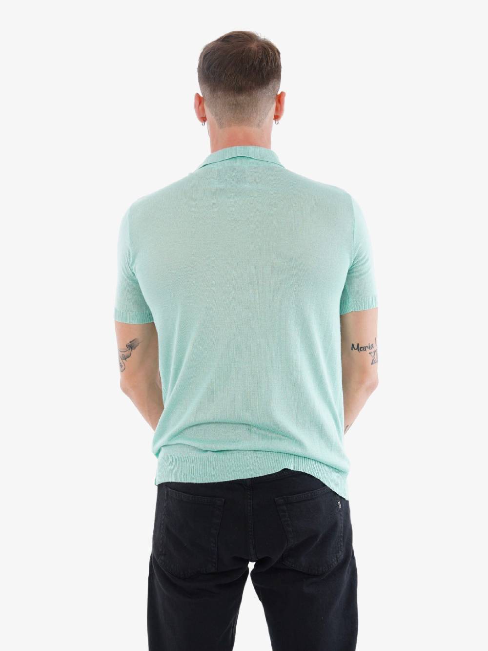 MARSEM Polo A Manica Corta 120086 Uomo In Viscosa Verde Acqua