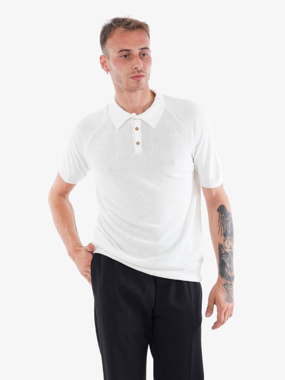 PRIME Polo A Maniche Corte MA07 Uomo In Cotone Bianco