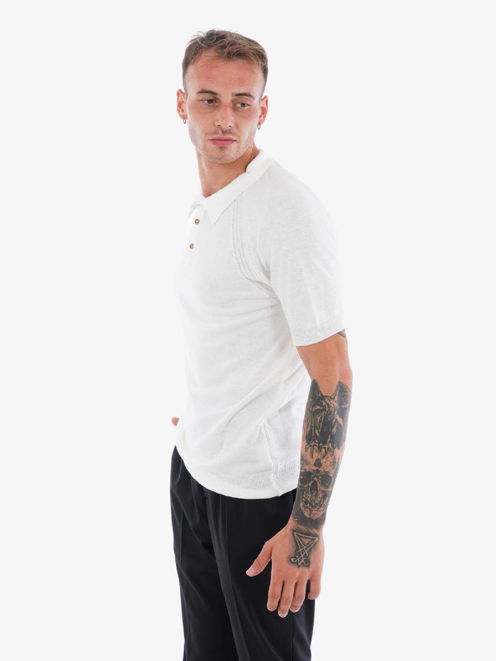 PRIME Polo A Maniche Corte MA07 Uomo In Cotone Bianco