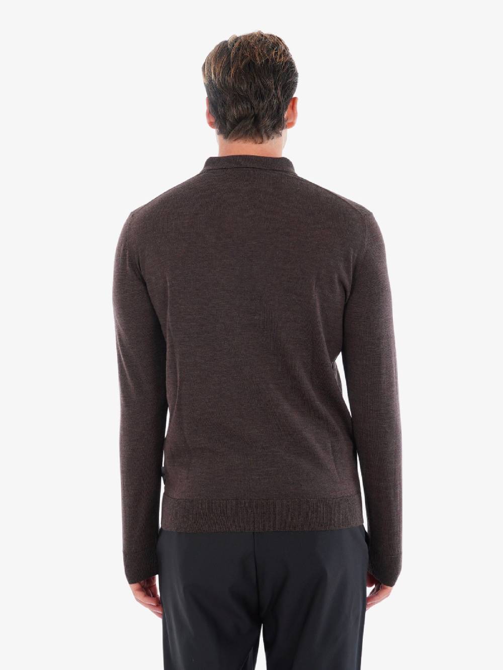 GAZZARRINI Polo A Maniche Lunghe MI434G Uomo In Lana Testa Di Moro