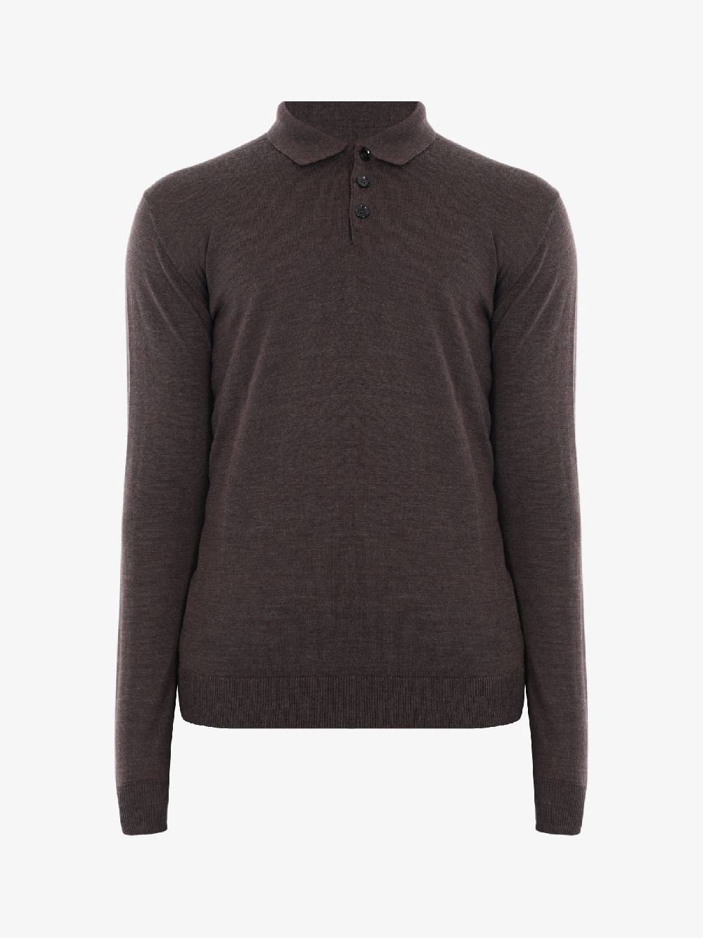 GAZZARRINI Polo a maniche lunghe MI434G uomo in lana testa di moro