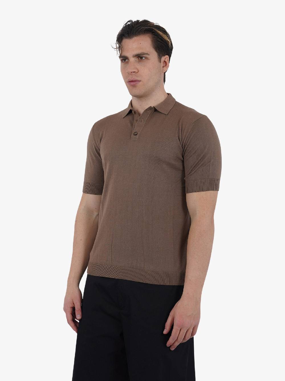 CAPRI VICE Polo A Tre Bottoni CPVS24PL03 Uomo Cotone Marrone