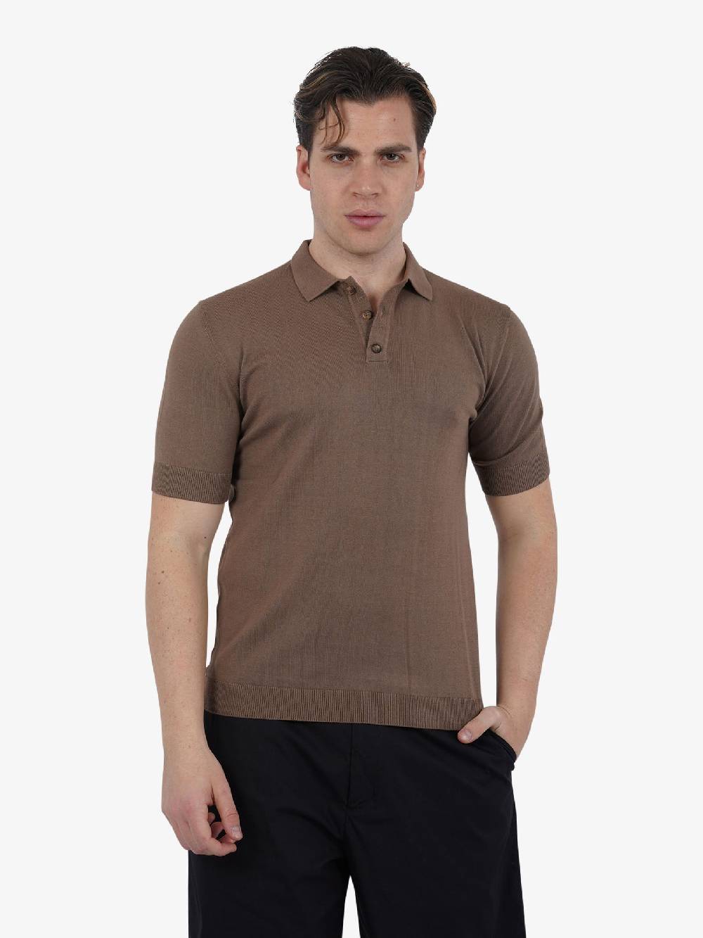 CAPRI VICE Polo a tre bottoni CPVS24PL03 uomo cotone marrone