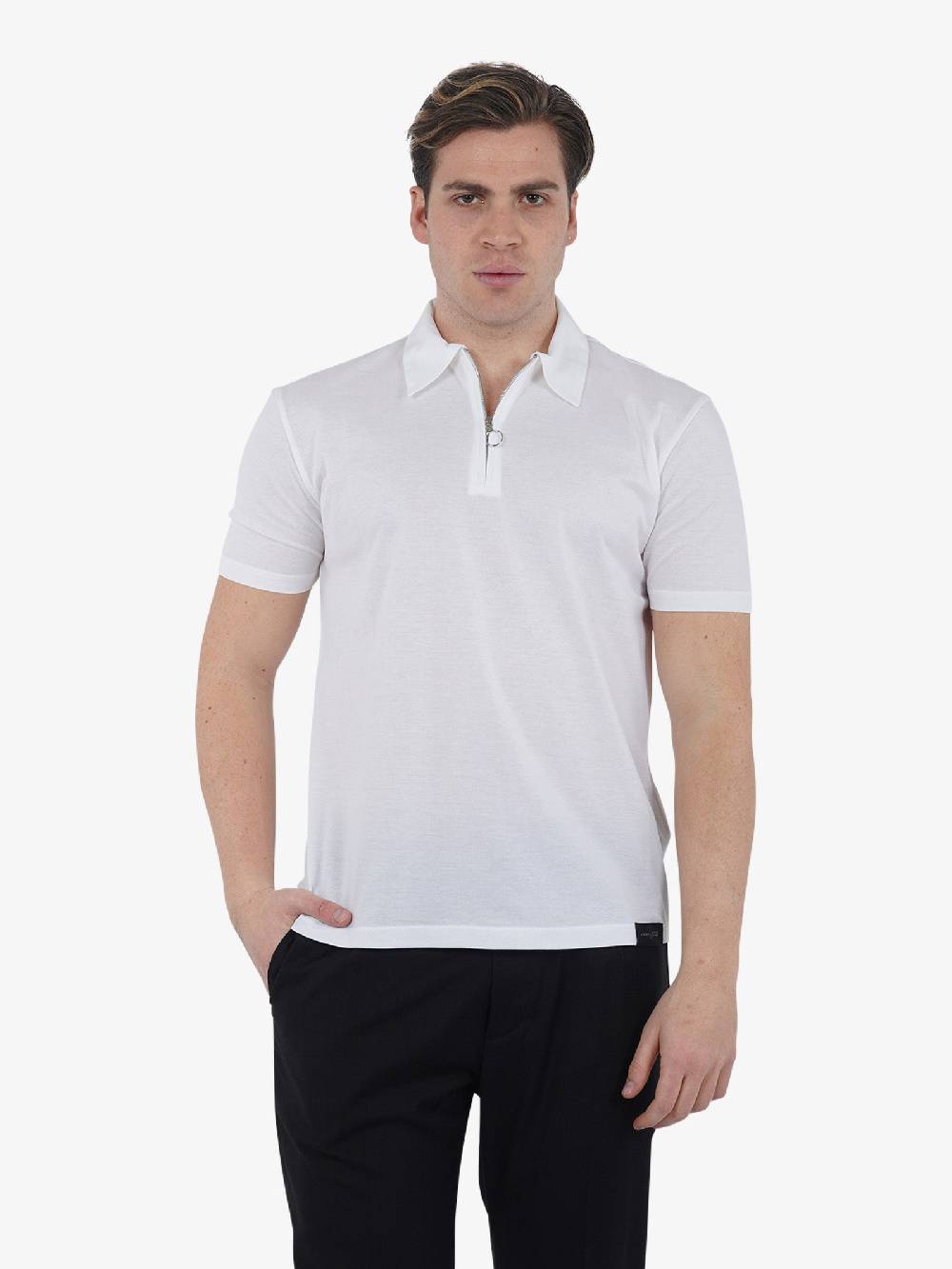 LOW BRAND Polo B230 zip piquet L1TSS246520 uomo cotone bianco