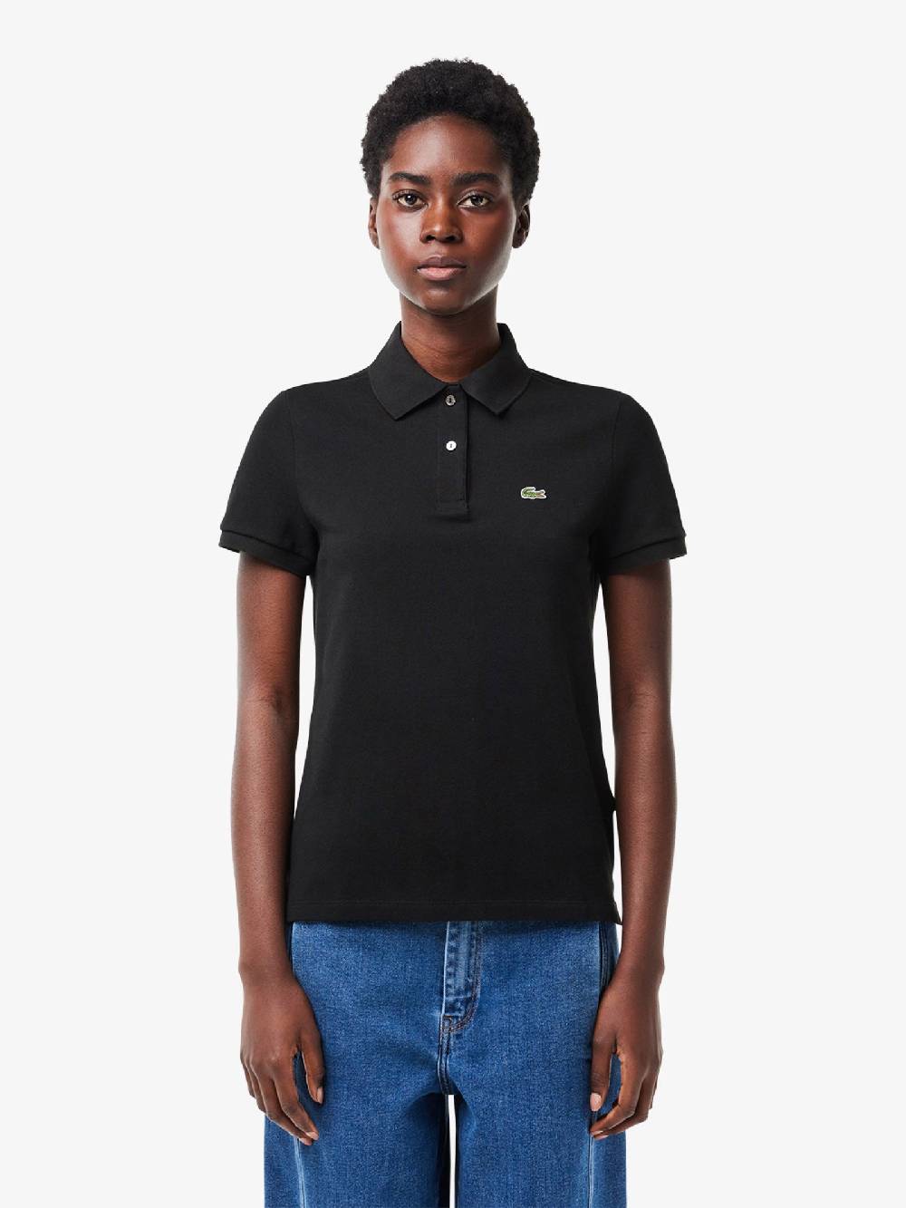 LACOSTE Polo In Petite Piquè Di Morbito Cotone PF7839 Donna Nero