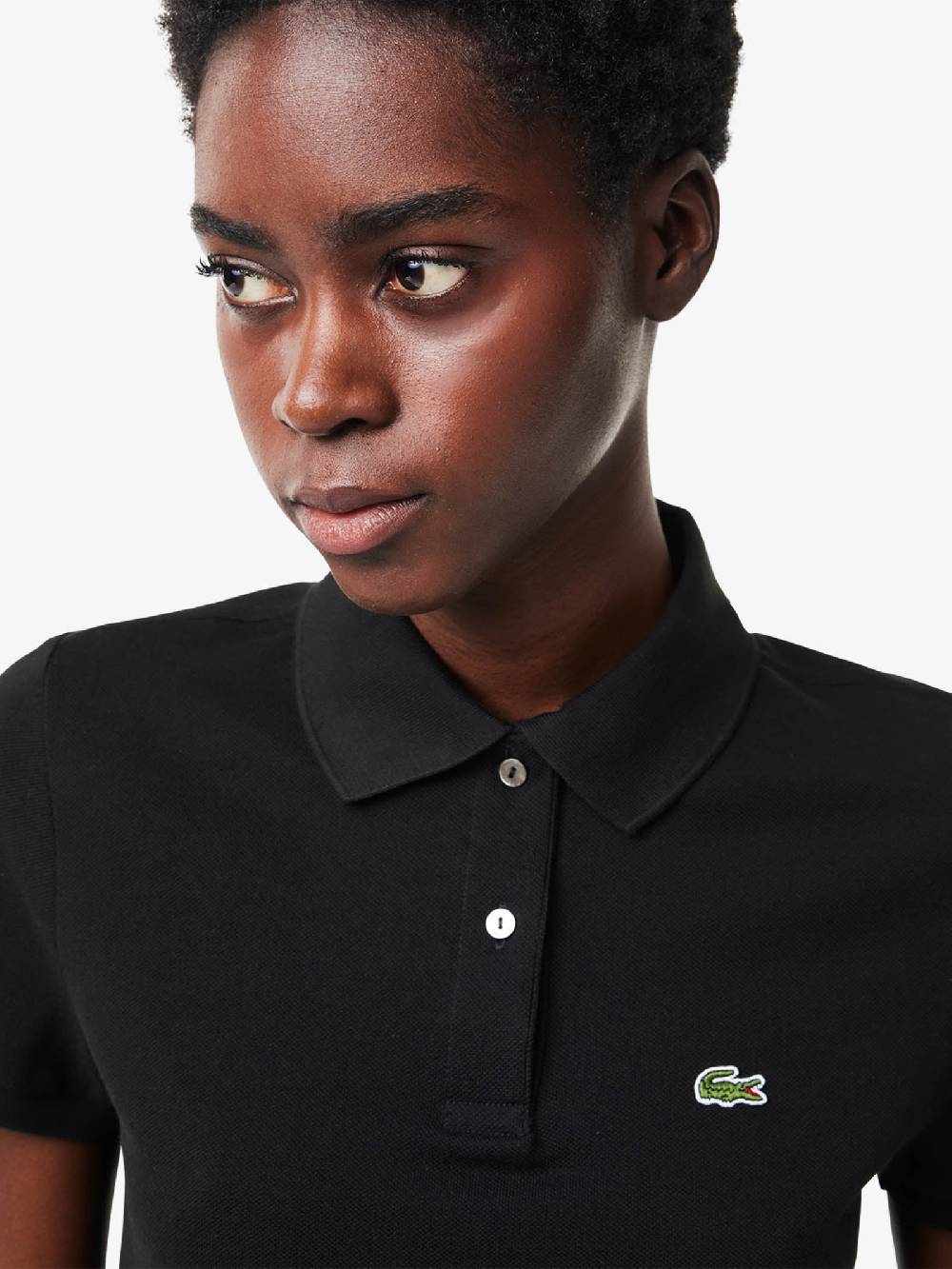 LACOSTE Polo In Petite Piquè Di Morbito Cotone PF7839 Donna Nero