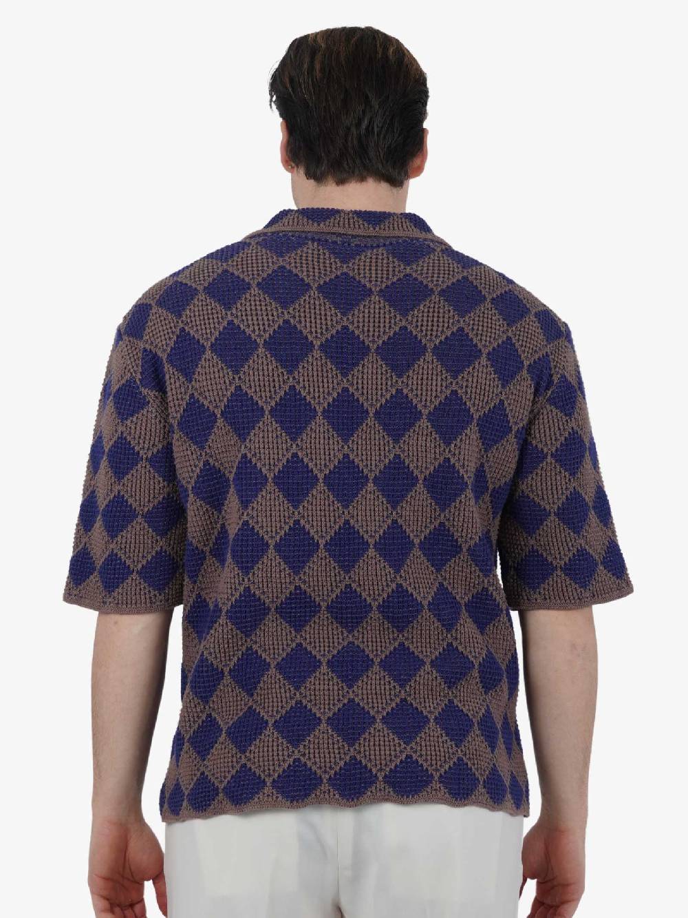 I'M BRIAN Polo Mezza Manica Disegno Rombi MA2806 Uomo Cotone Multicolor