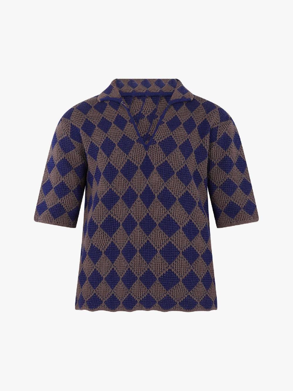 I'M BRIAN Polo Mezza Manica Disegno Rombi MA2806 Uomo Cotone Multicolor