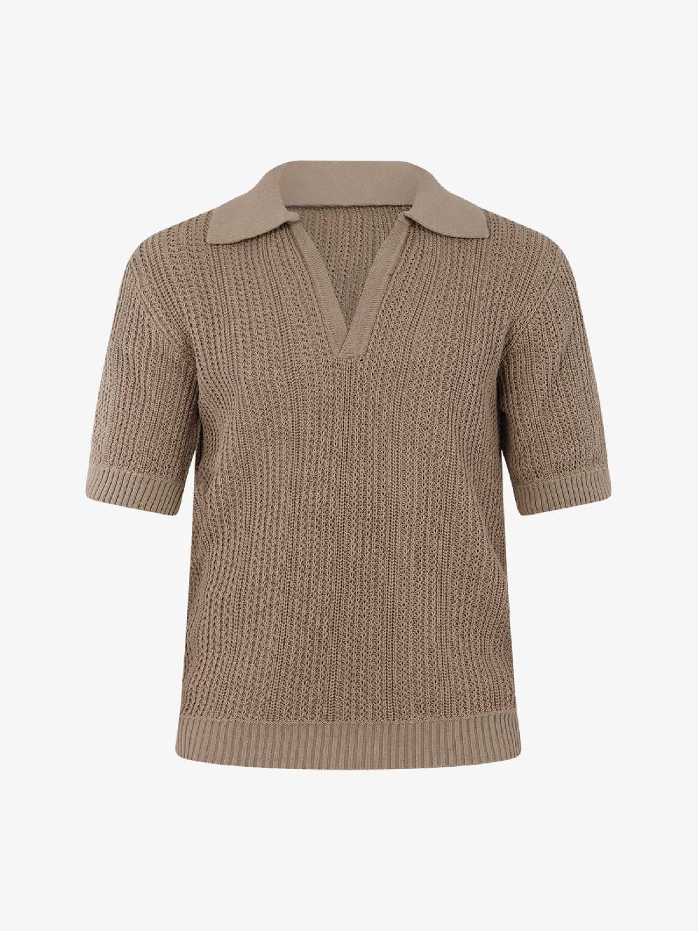 I'M BRIAN Polo Mezza Manica In Filo MA2805 Uomo Cotone Beige