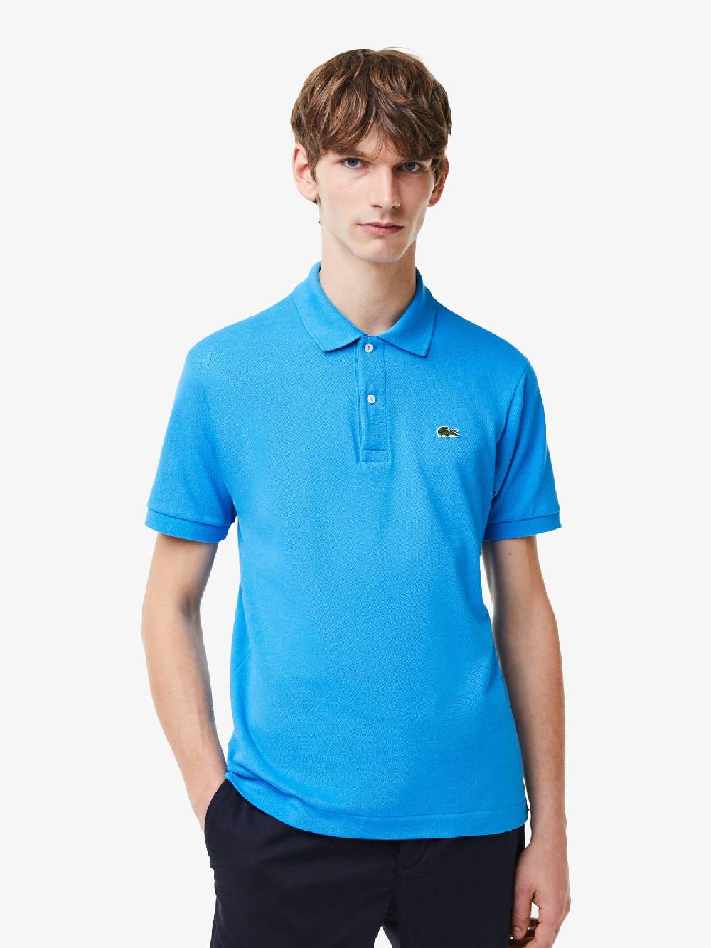 LACOSTE Polo Regolare Uomo In Cotone Azzurro Intenso