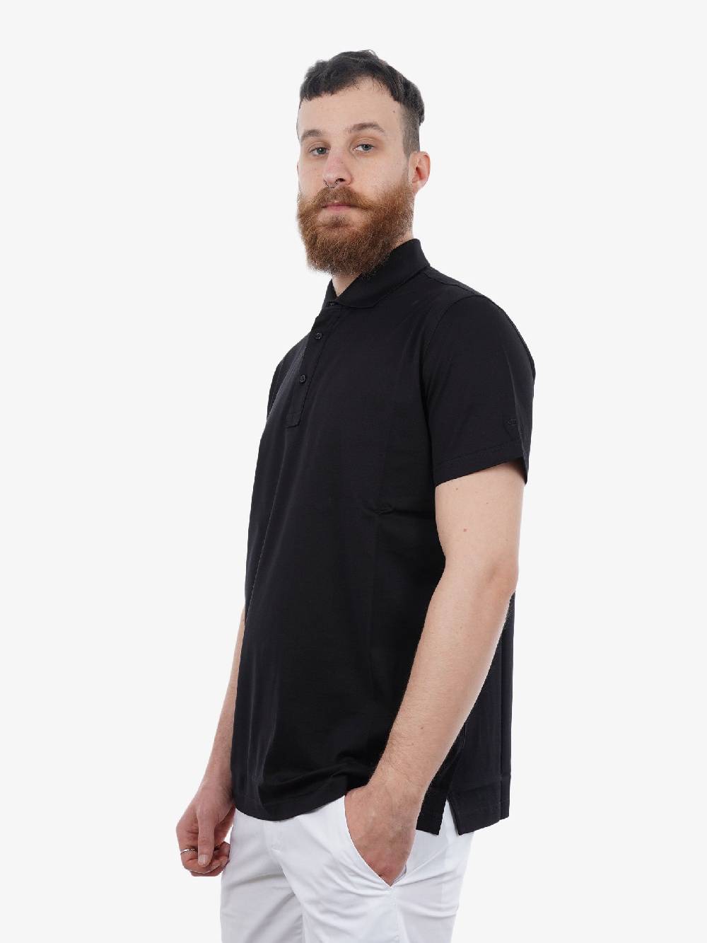 ALESSANDRO DELL'ACQUA Polo Uomo In Cotone Nero Con Dettagli A Contrasto