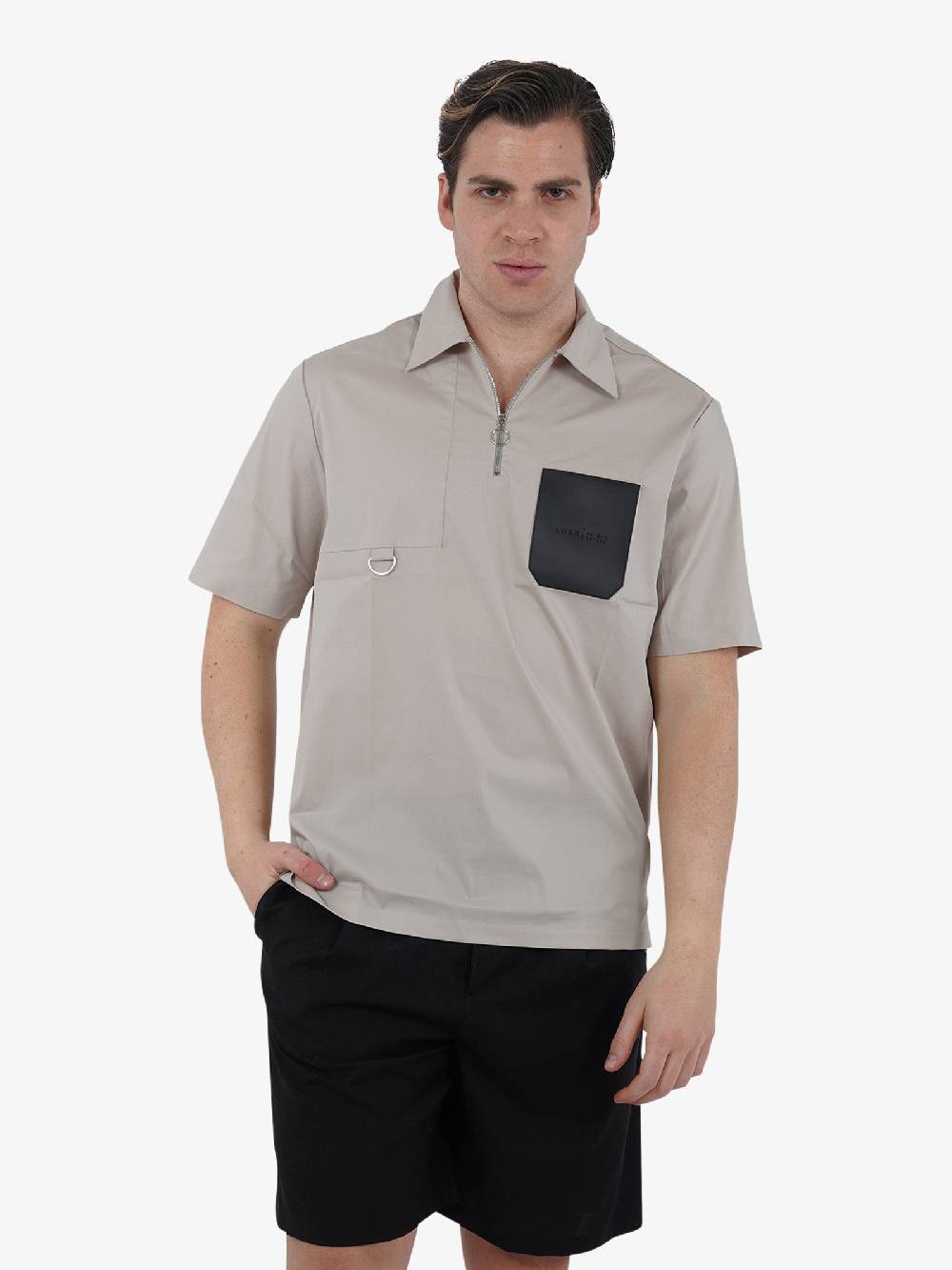 LOW BRAND Polo Zip B231 Popeline L1TSS246524 Uomo Cotone Grigio