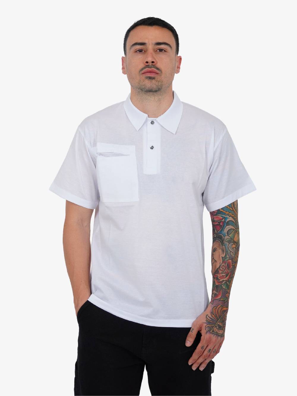 PRIME Polo Uomo Con Taschino Bianca
