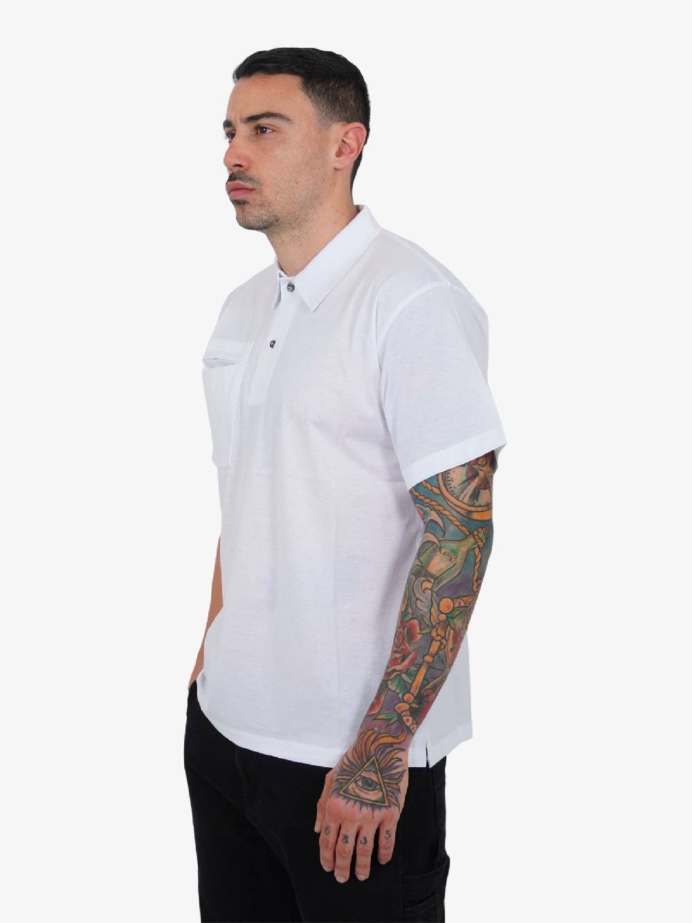 PRIME Polo Uomo Con Taschino Bianca