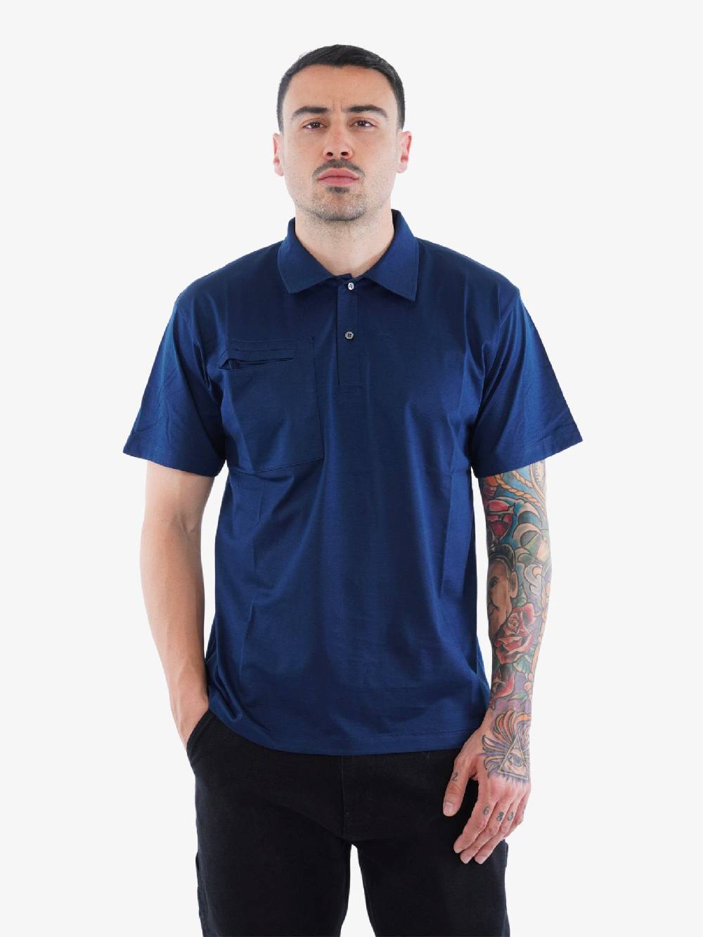 PRIME Polo Uomo Con Taschino Blu