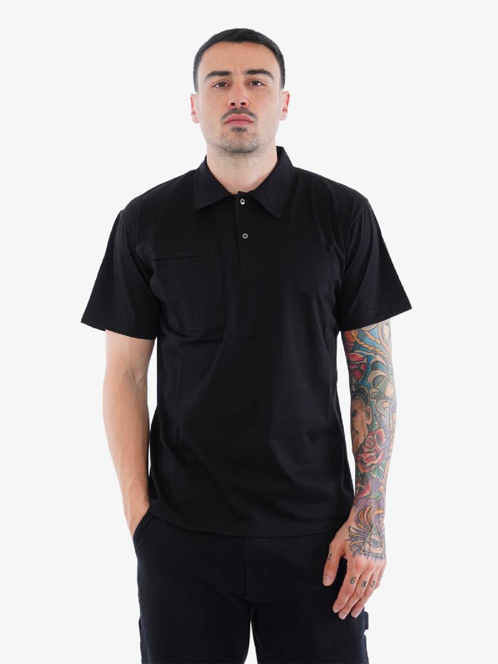 PRIME Polo Uomo Con Taschino Nera