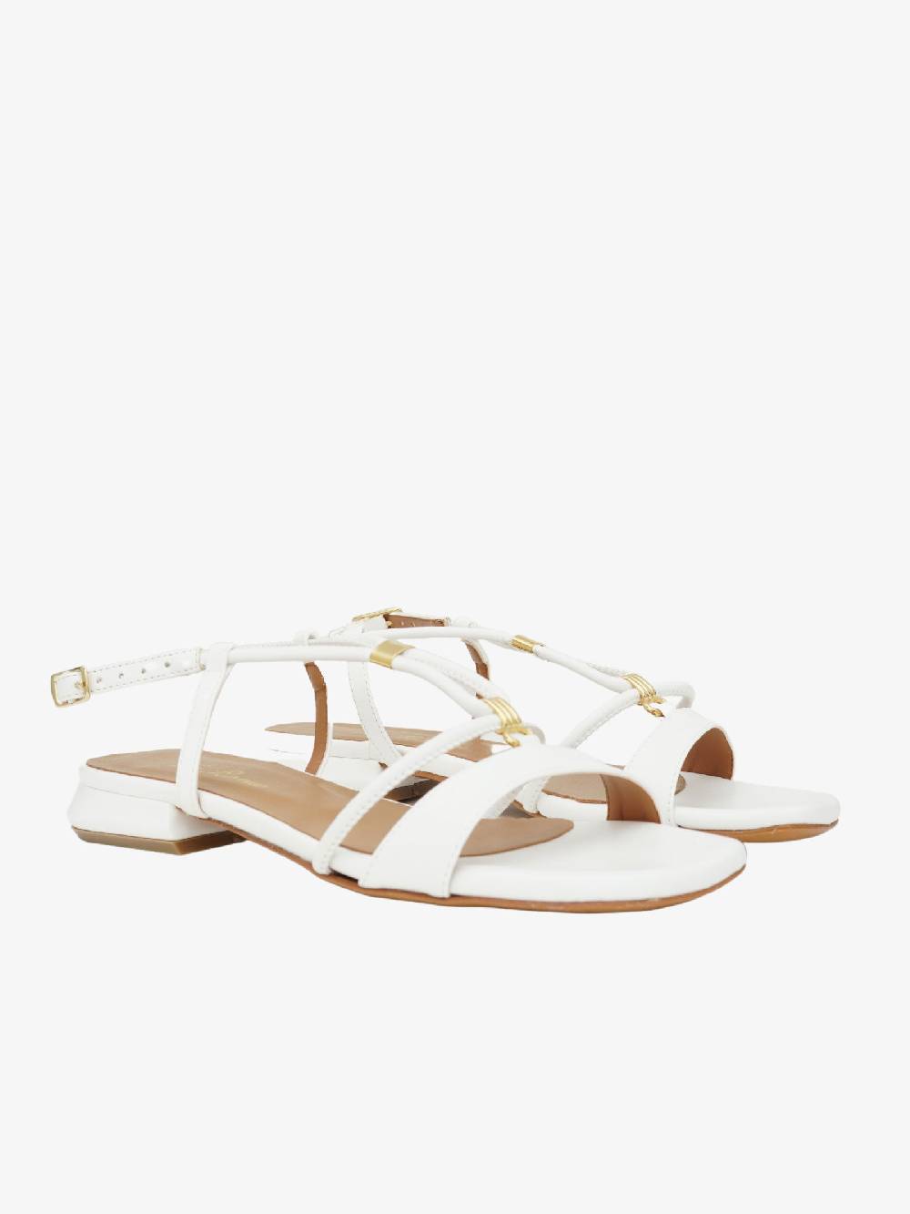 VIA ROMA Sandali 224L Flat Donna Con Incrocio Bianchi