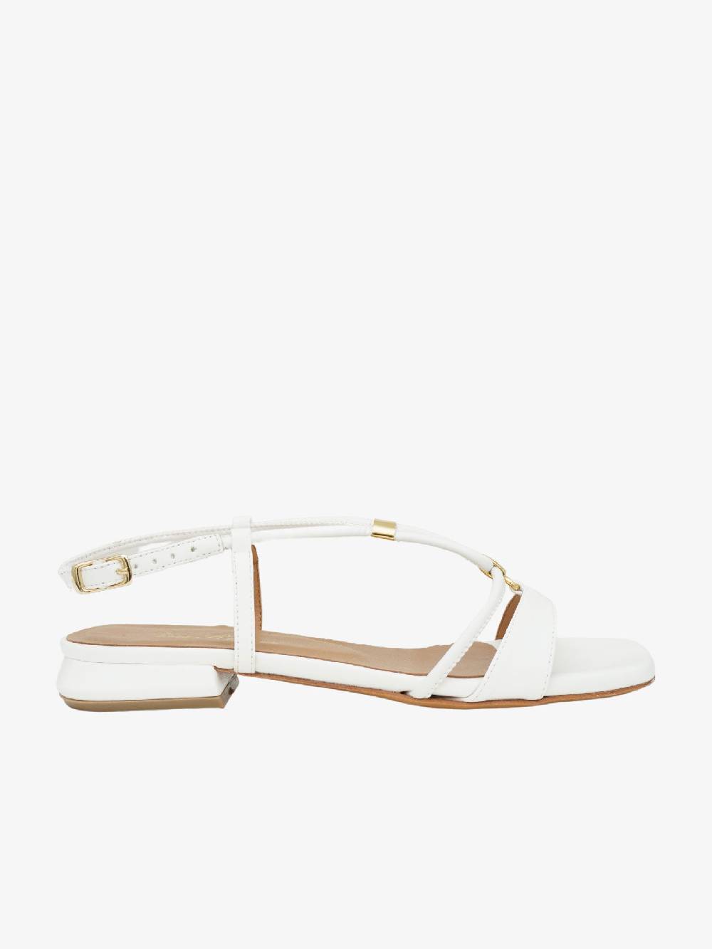 VIA ROMA Sandali 224L flat donna con incrocio bianchi