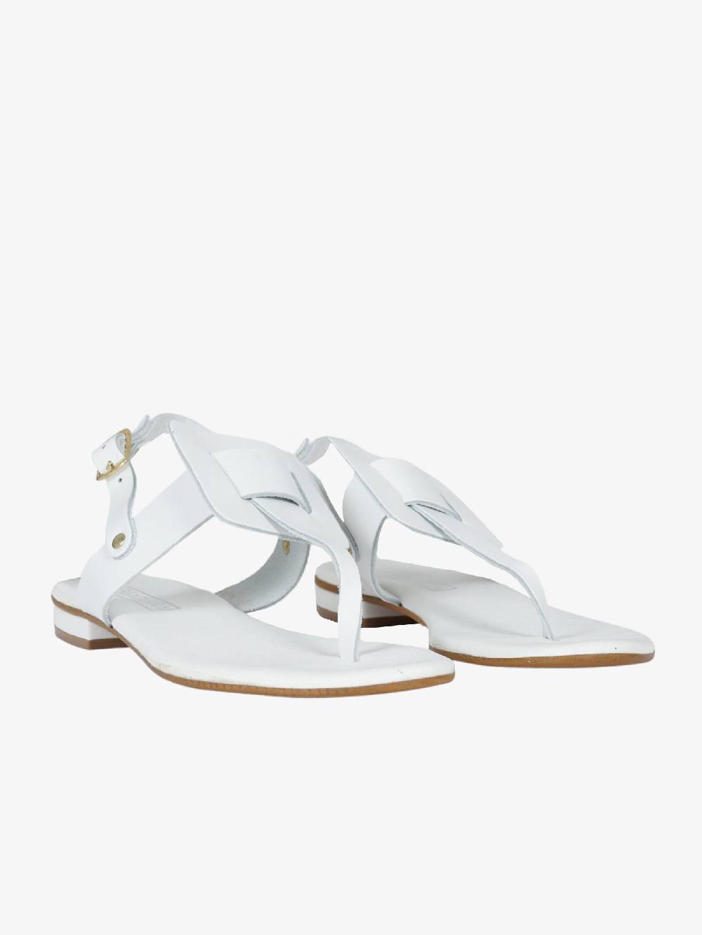 AQUACLARA Sandali Bassi 4018 Vacchetta Donna Bianco