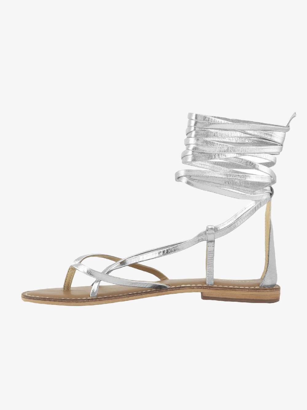 CB FUSION Sandali Bassi Argento Donna Con Lacci In Pelle