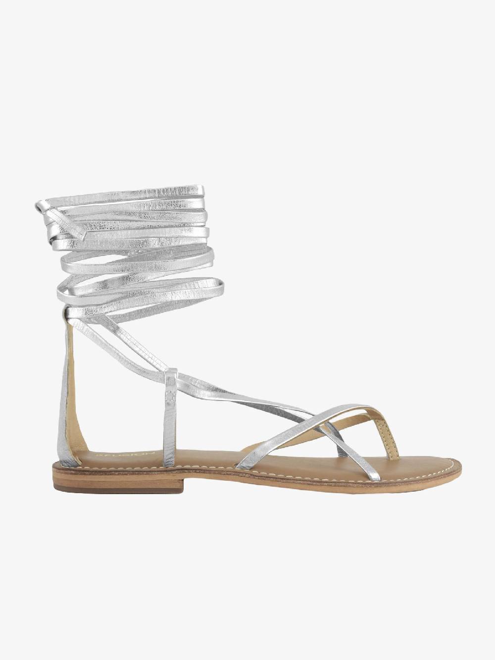 CB FUSION Sandali bassi argento donna con lacci in pelle