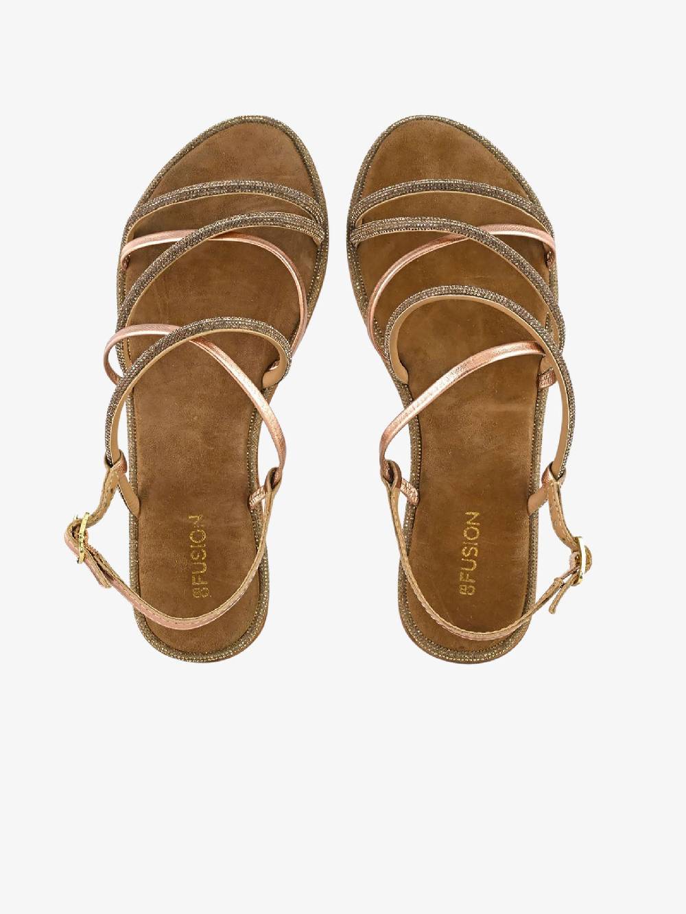 CB FUSION Sandali Bassi Con Cinturino Mix Con Strass CBF.R224007 Donna Pelle Rosa