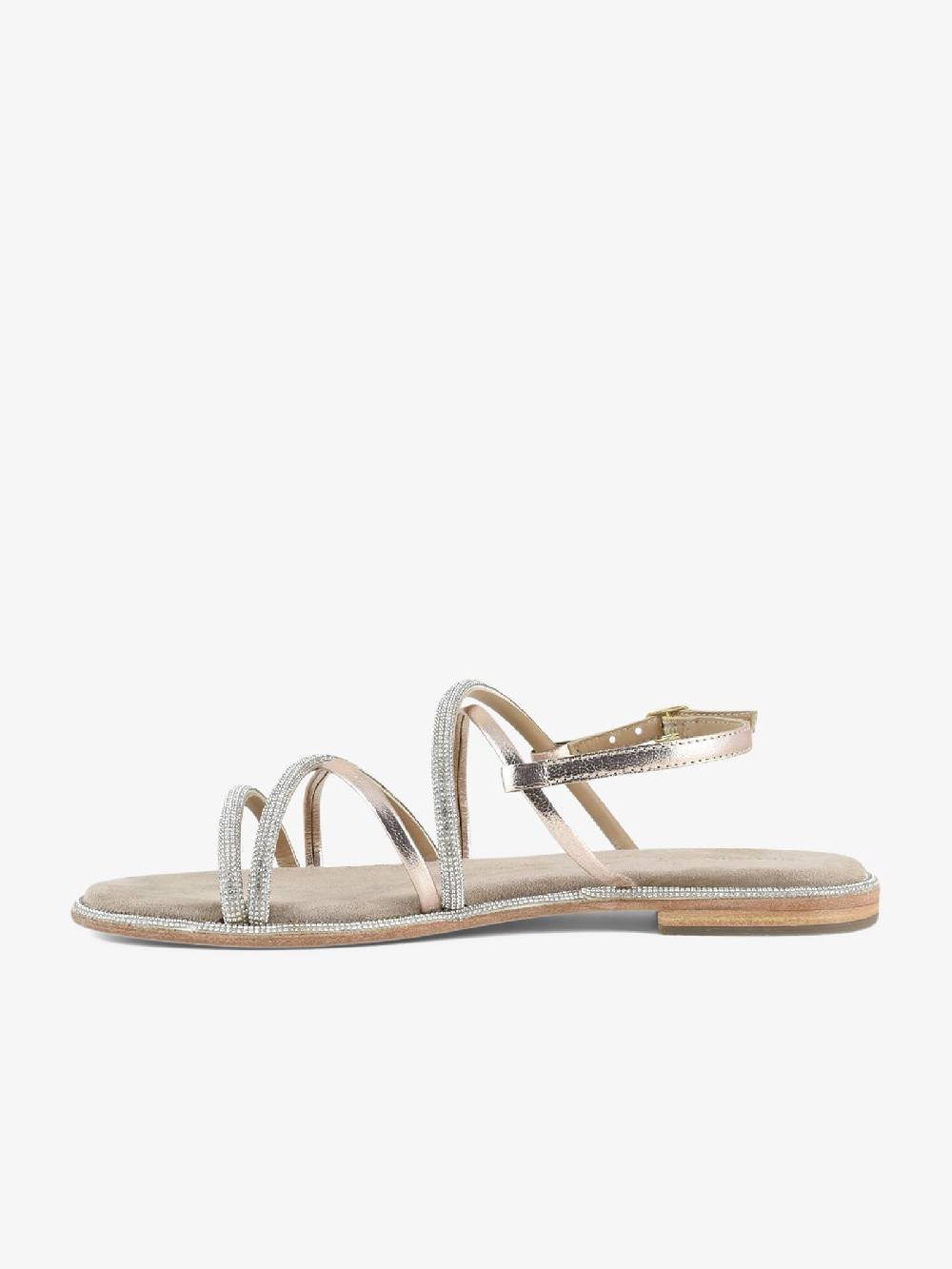 CB FUSION Sandali Bassi Con Cinturino Mix Con Strass CBF.R224007 Donna Pelle Beige