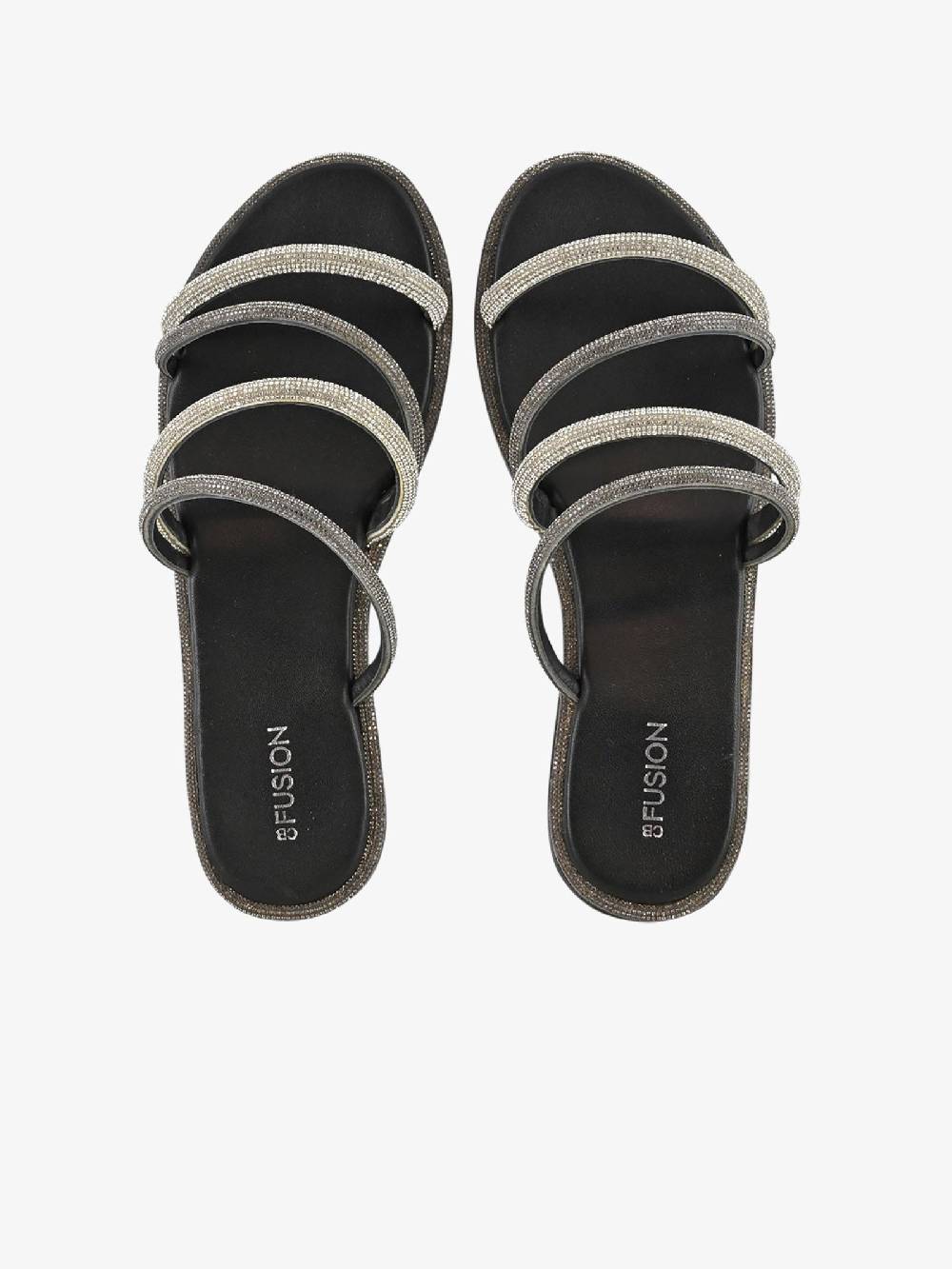 CB FUSION Sandali Bassi Con Fasce Strass CBF.R224010 Donna Pelle Grigio