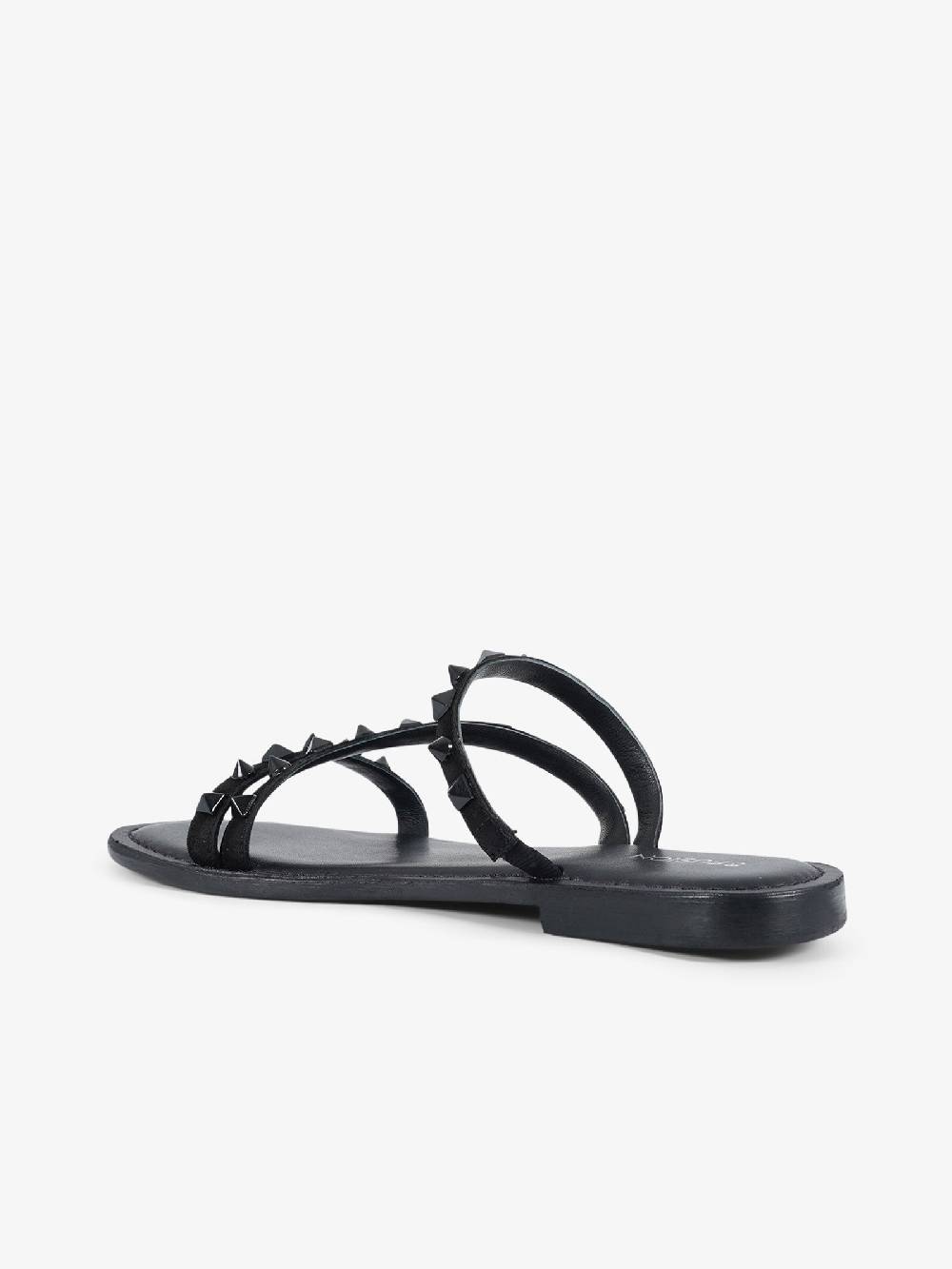 CB FUSION Sandali Bassi Con Fascie E Borchie Piramidali CBF.R224004 Donna Pelle Nero