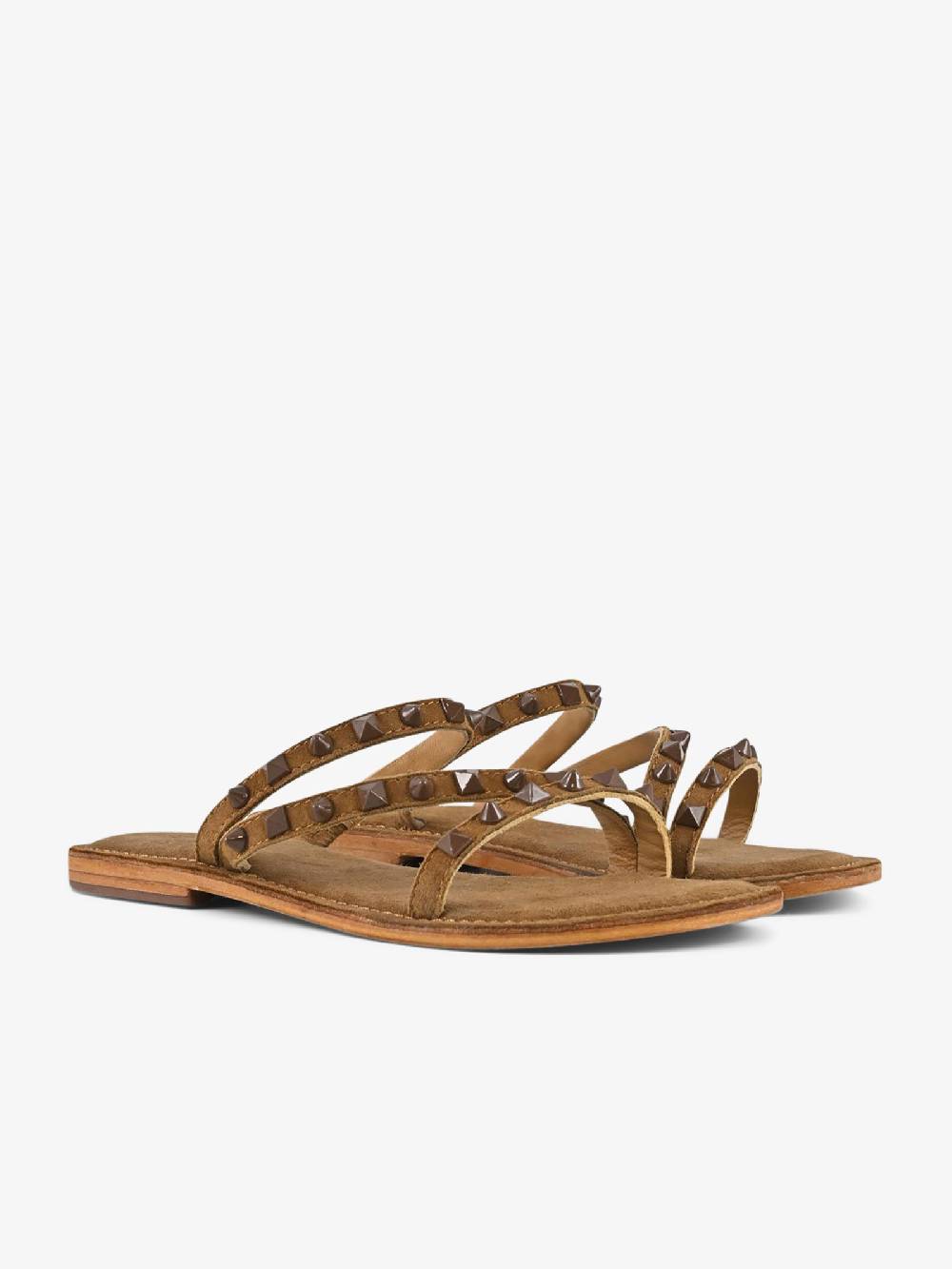 CB FUSION Sandali Bassi Con Fascie E Borchie Piramidali CBF.R224004 Donna Pelle Marrone