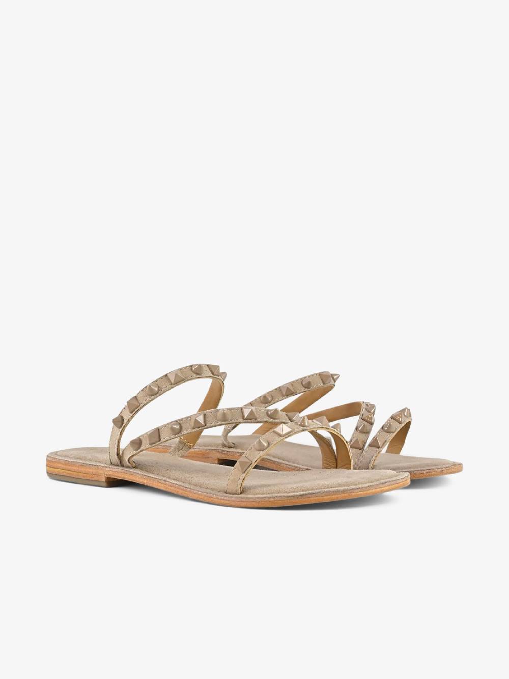 CB FUSION Sandali Bassi Con Fascie E Borchie Piramidali CBF.R224004 Donna Pelle Beige