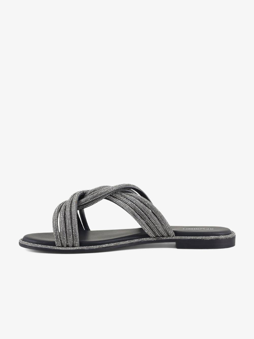 CB FUSION Sandali Bassi Fascia Nodo Strass CBF.R224008 Donna Pelle Grigio